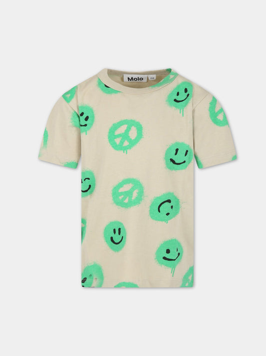 T-shirt beige per bambini con smile,Molo,6S23A213 6799