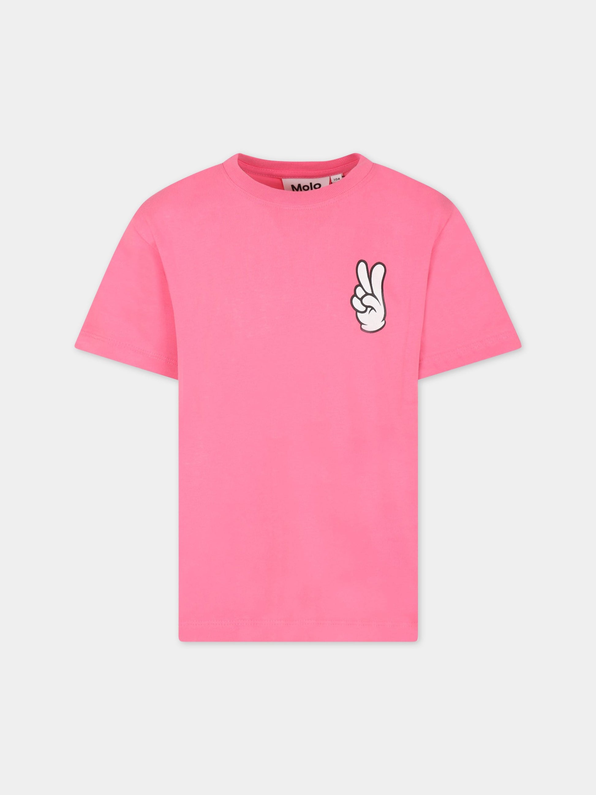 T-shirt rosa per bambina con patch logato,Molo,6S23A216 2705