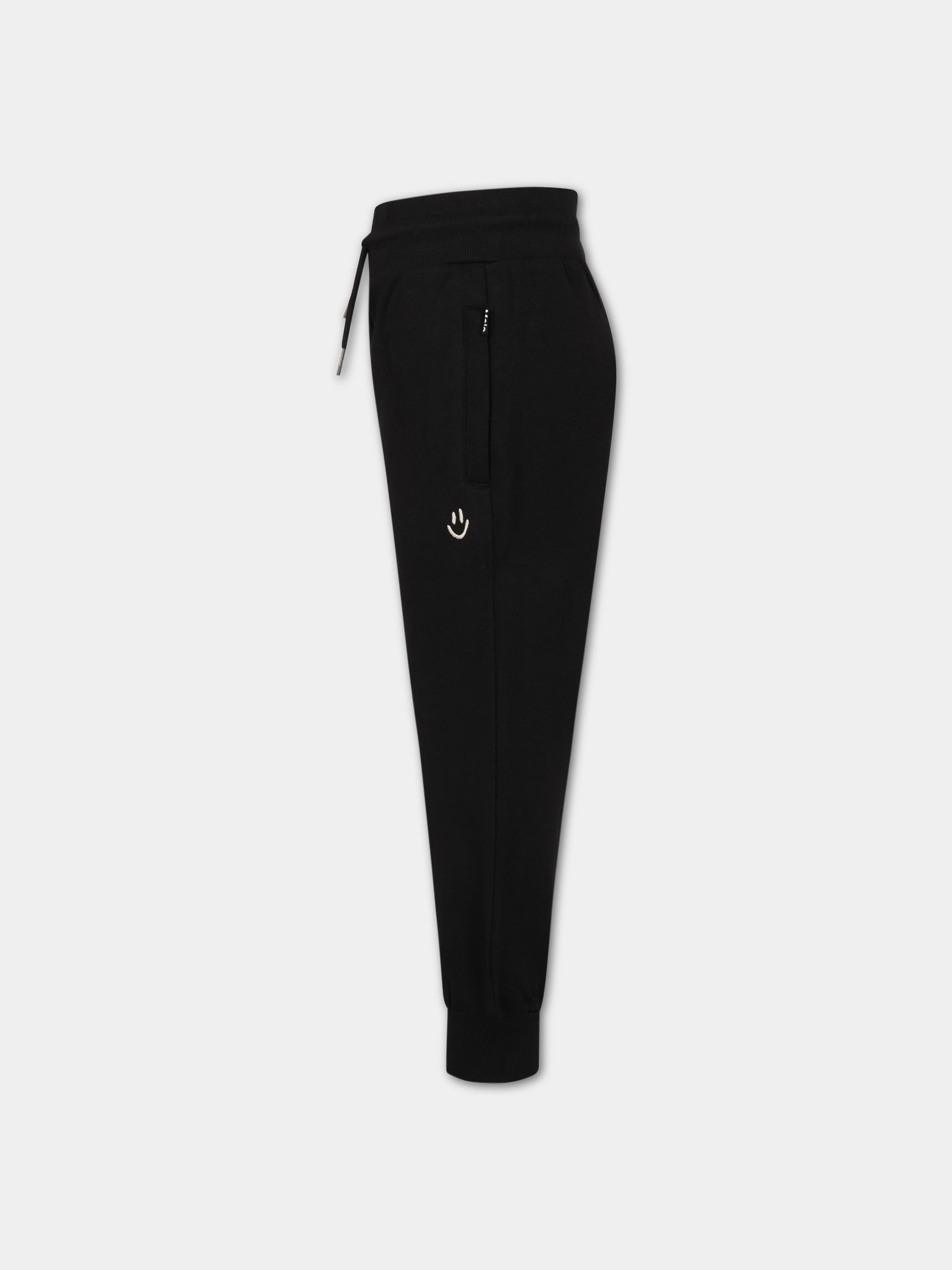 Pantaloni neri da tuta per bambino con smile bianco,Molo,6S23I216 0099