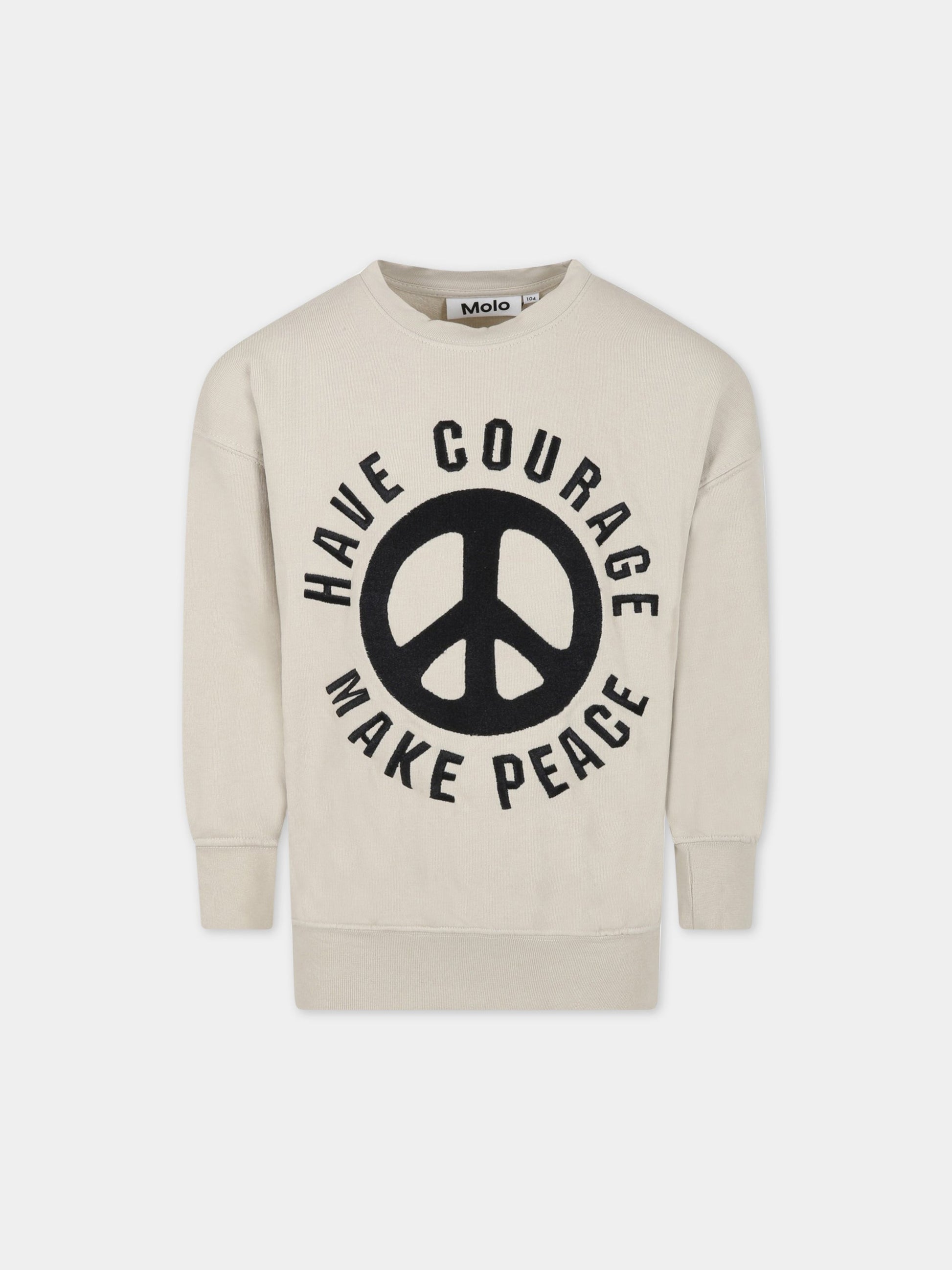 Felpa beige per bambino con simbolo della pace,Molo,6S23J209 8718