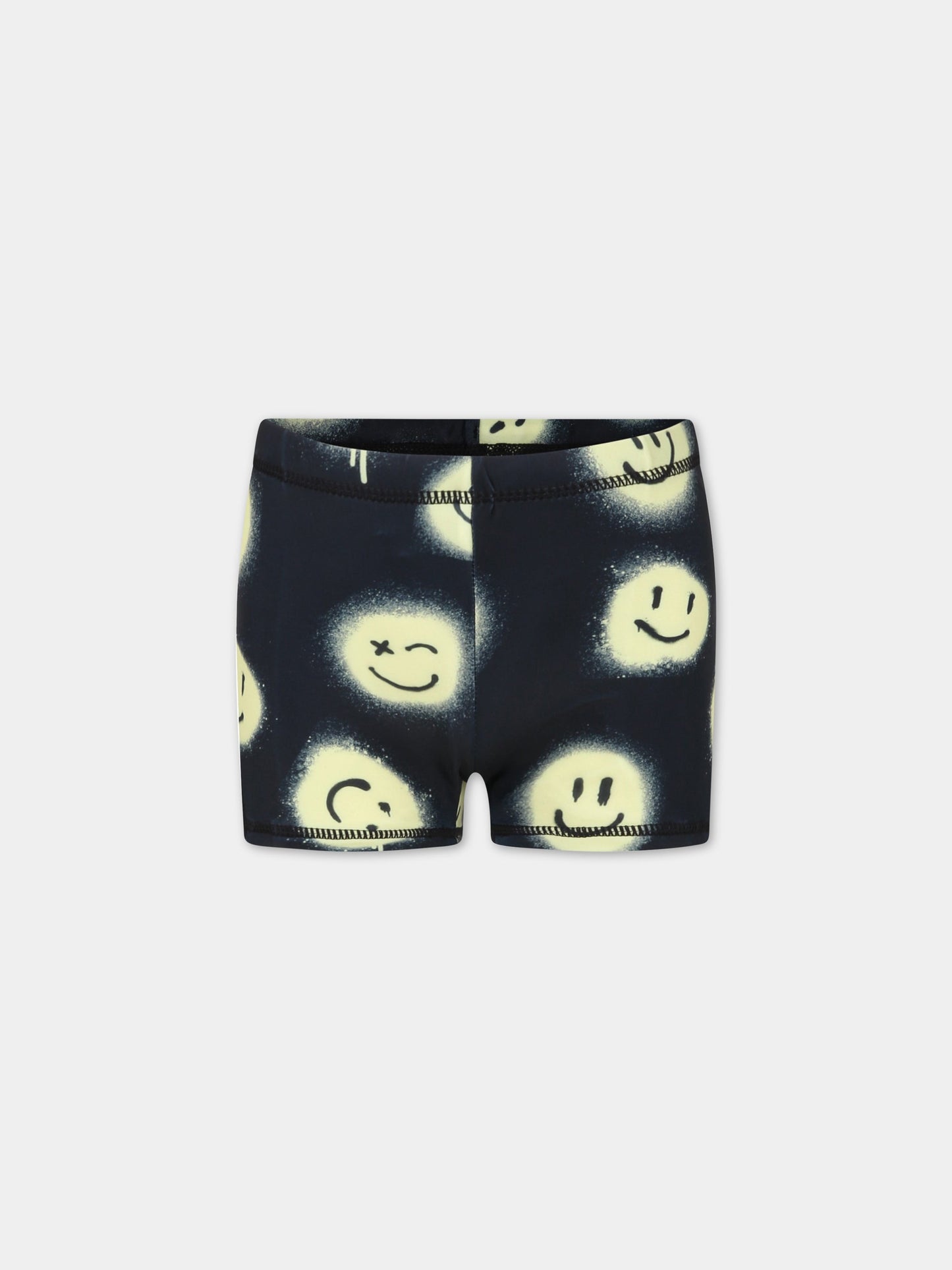 Boxer nero per bambino con smiley e logo,Molo,8S23P306 6708