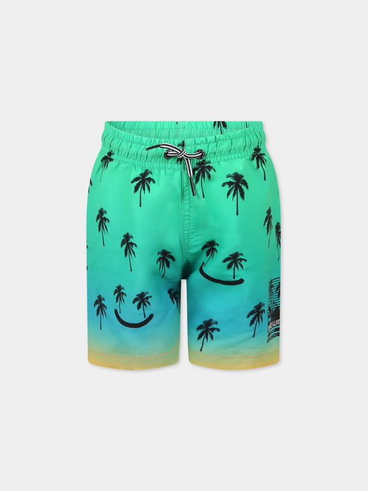 Boxer-mare verde per bambino con palme e logo,Molo,8S23P404 7913