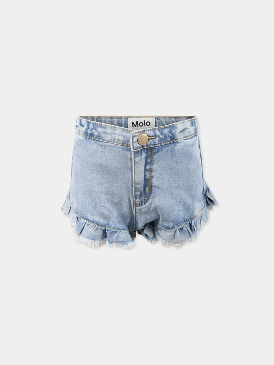 Shorts celeste per bambina,Molo,2S23H114 8752