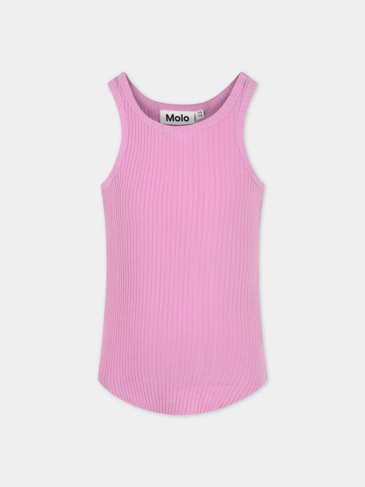 Canotta rosa per bambina con patch logato,Molo,2S23A107 8706