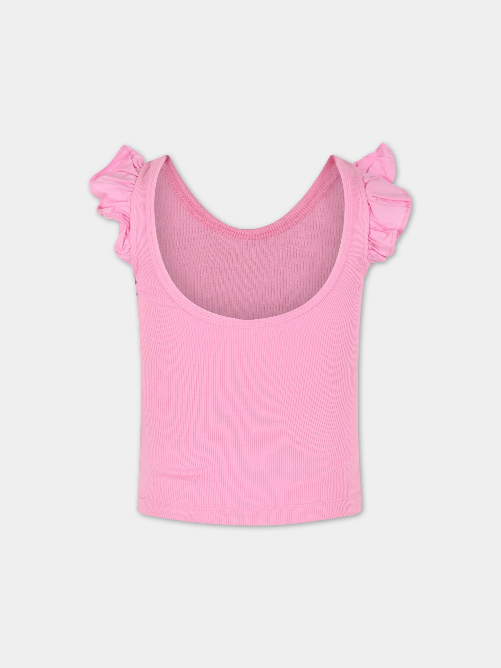 Top rosa per bambina con rouches,Molo,2S23A109 8696