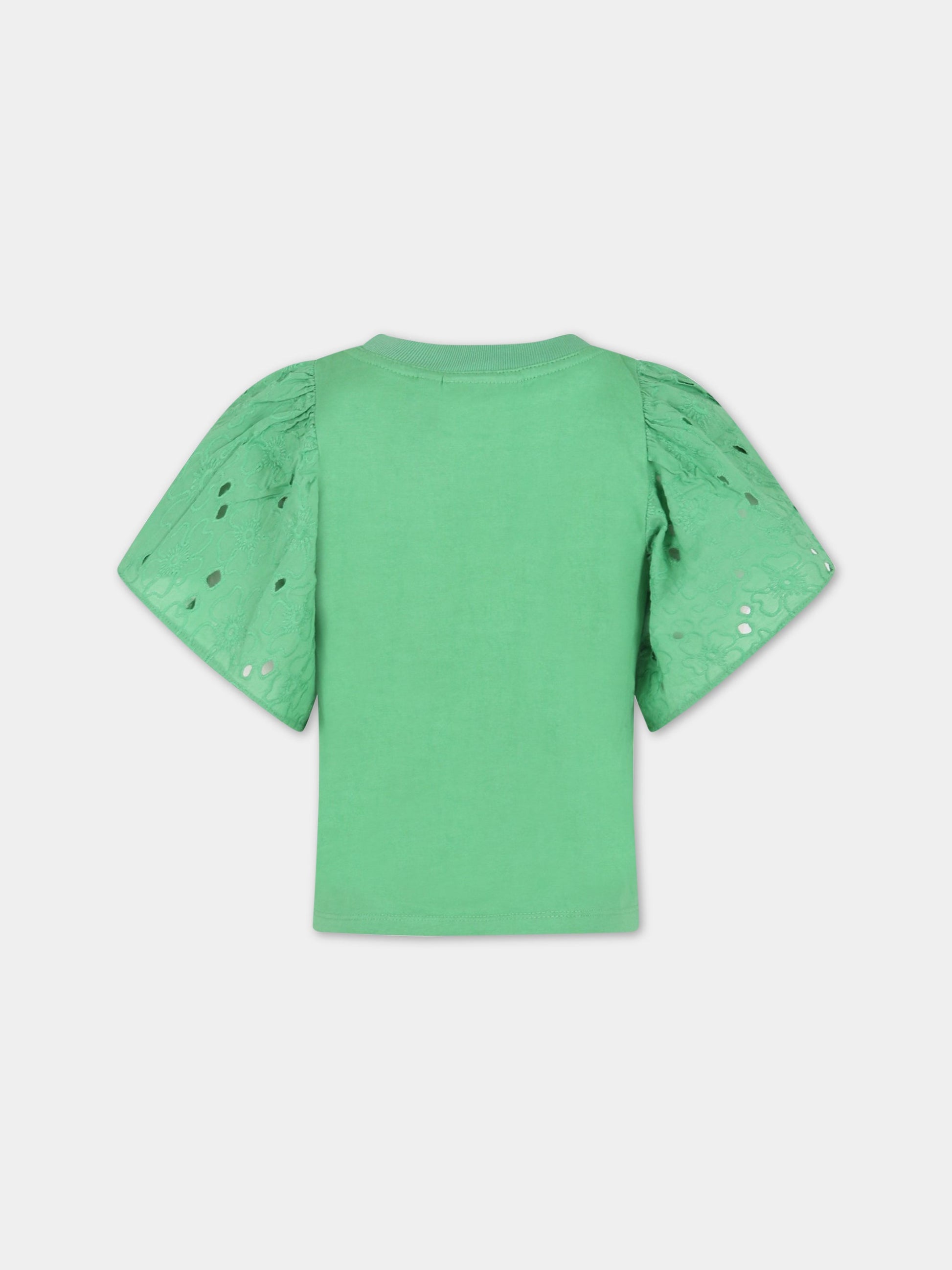 T-shirt verde per bambina con rouches,Molo,2S23A204 8707