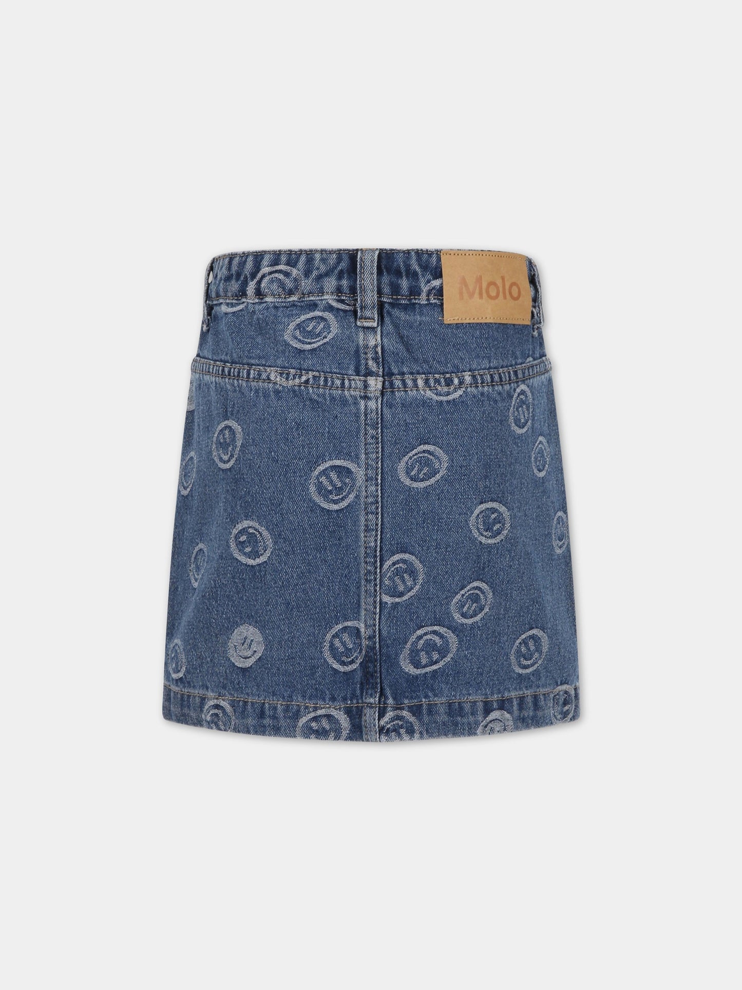 Gonna blu per bambina con smile e logo,Molo,2S23D120 6791