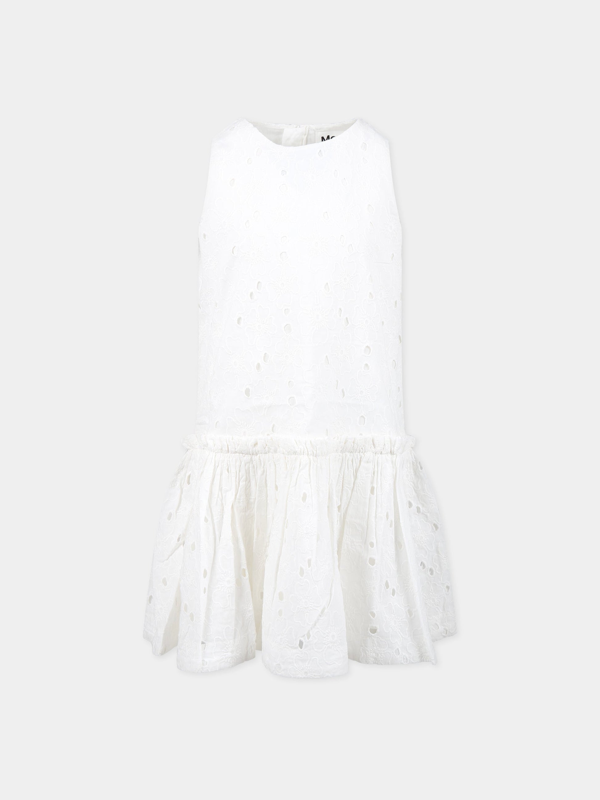 Vestito bianco per bambina con pizzo sangallo,Molo,2S23E109 0000