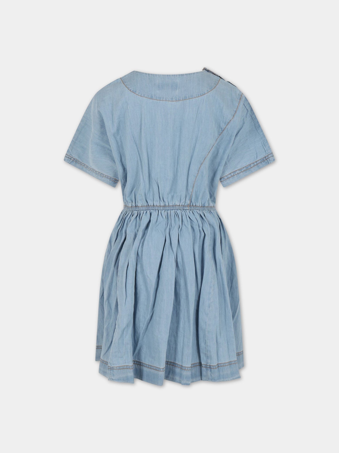 Vestito celeste per bambina con patch logato,Molo,2S23E111 8746