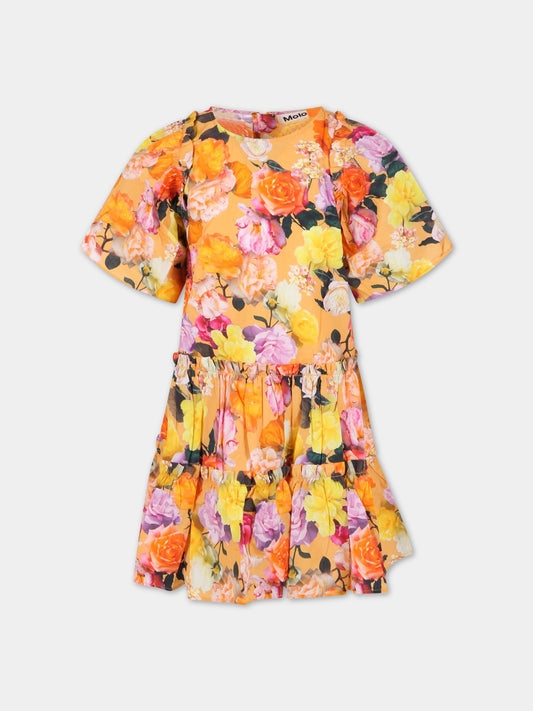 Vestito multicolor per bambina con rouches,Molo,2S23E116 6741