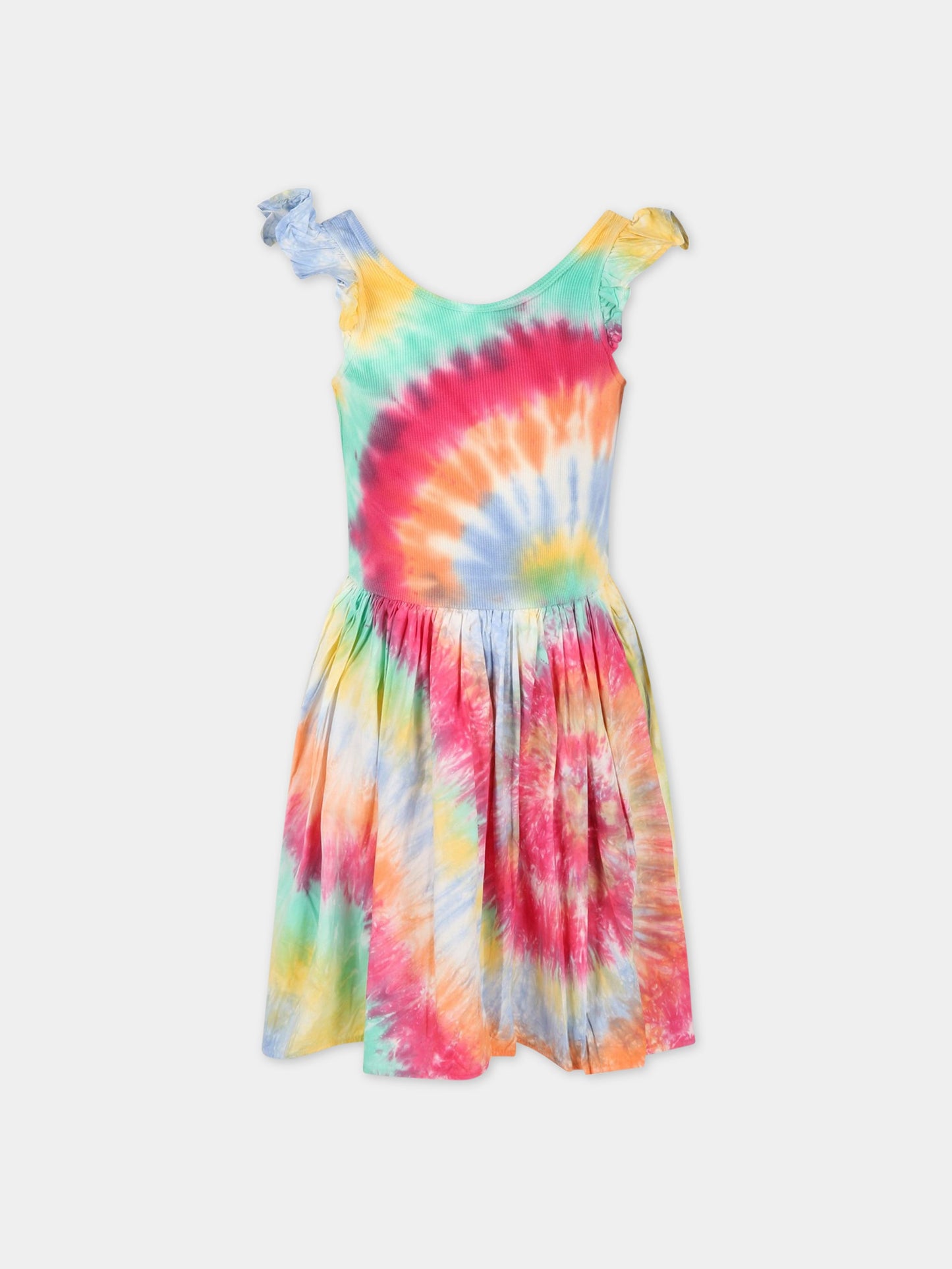 Vestito tie-dye per bambina con patch logato,Molo,2S23E125 6843