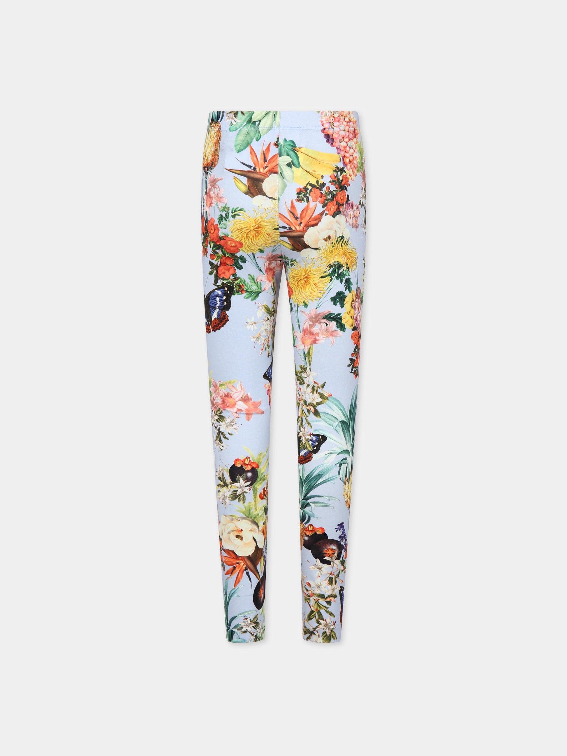 Legginggs multicolor per bambina con stampa frutta tropicale, fiori e farfalle,Molo,2S23F206 6743