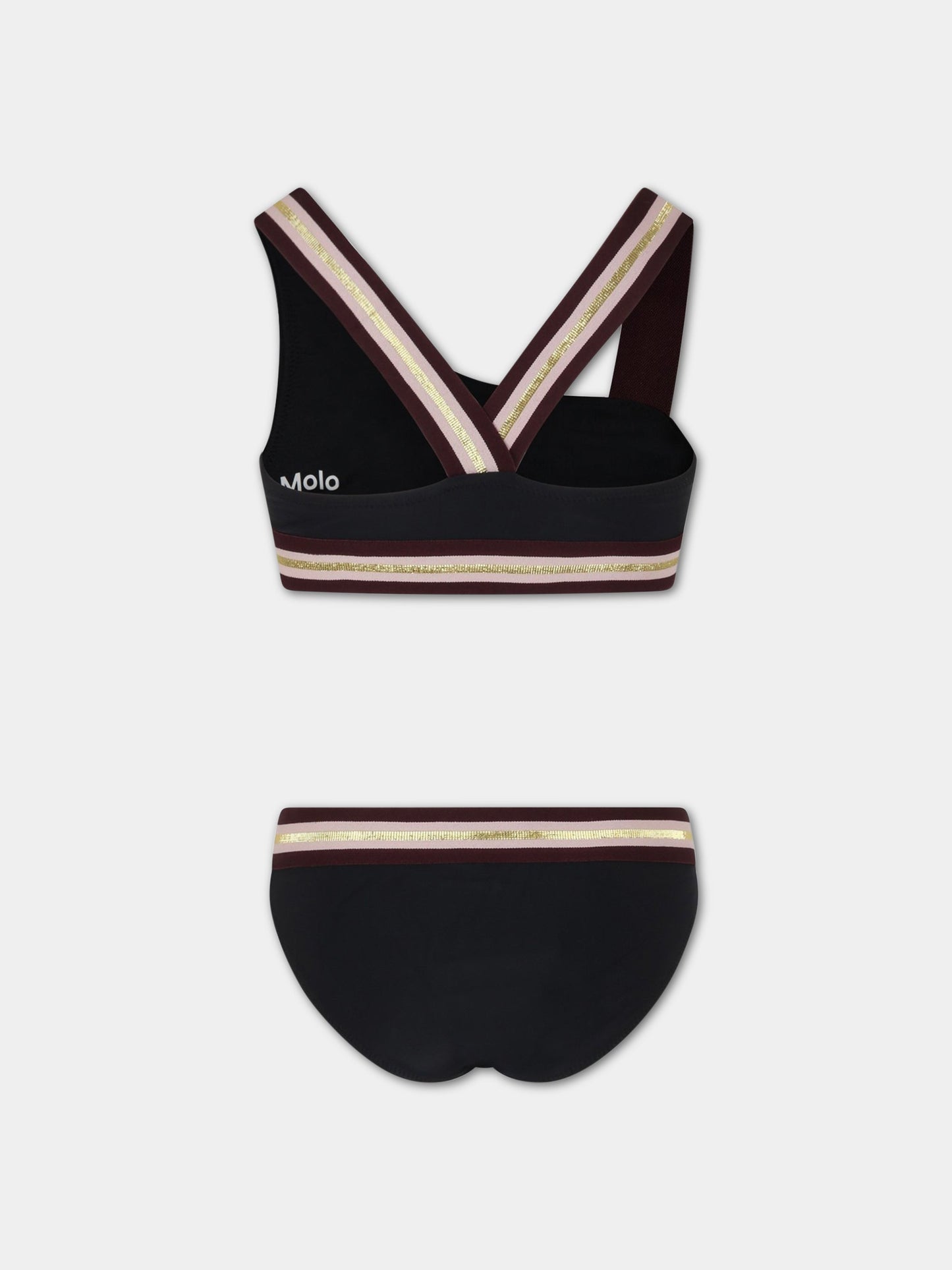 Bikini nero per bambina con logo,Molo,8S23P104 0099