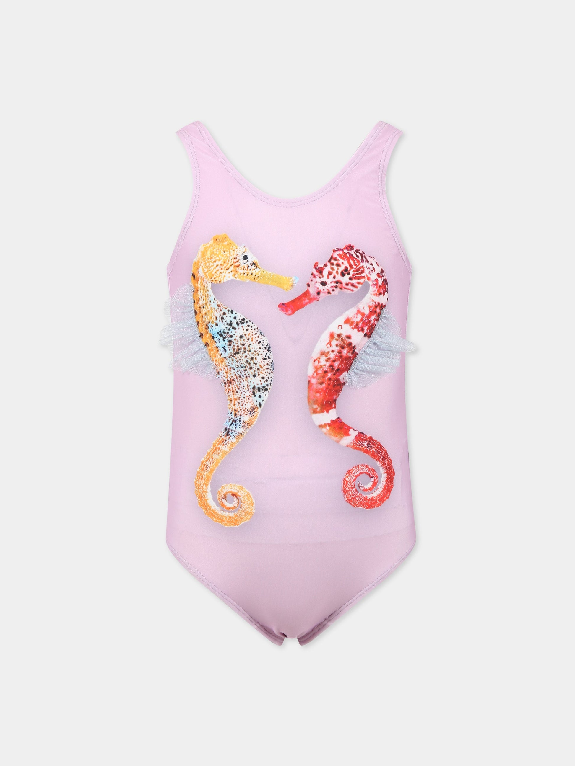 Costume rosa per bambina con cavallucci marini,Molo,8S23P510 7891