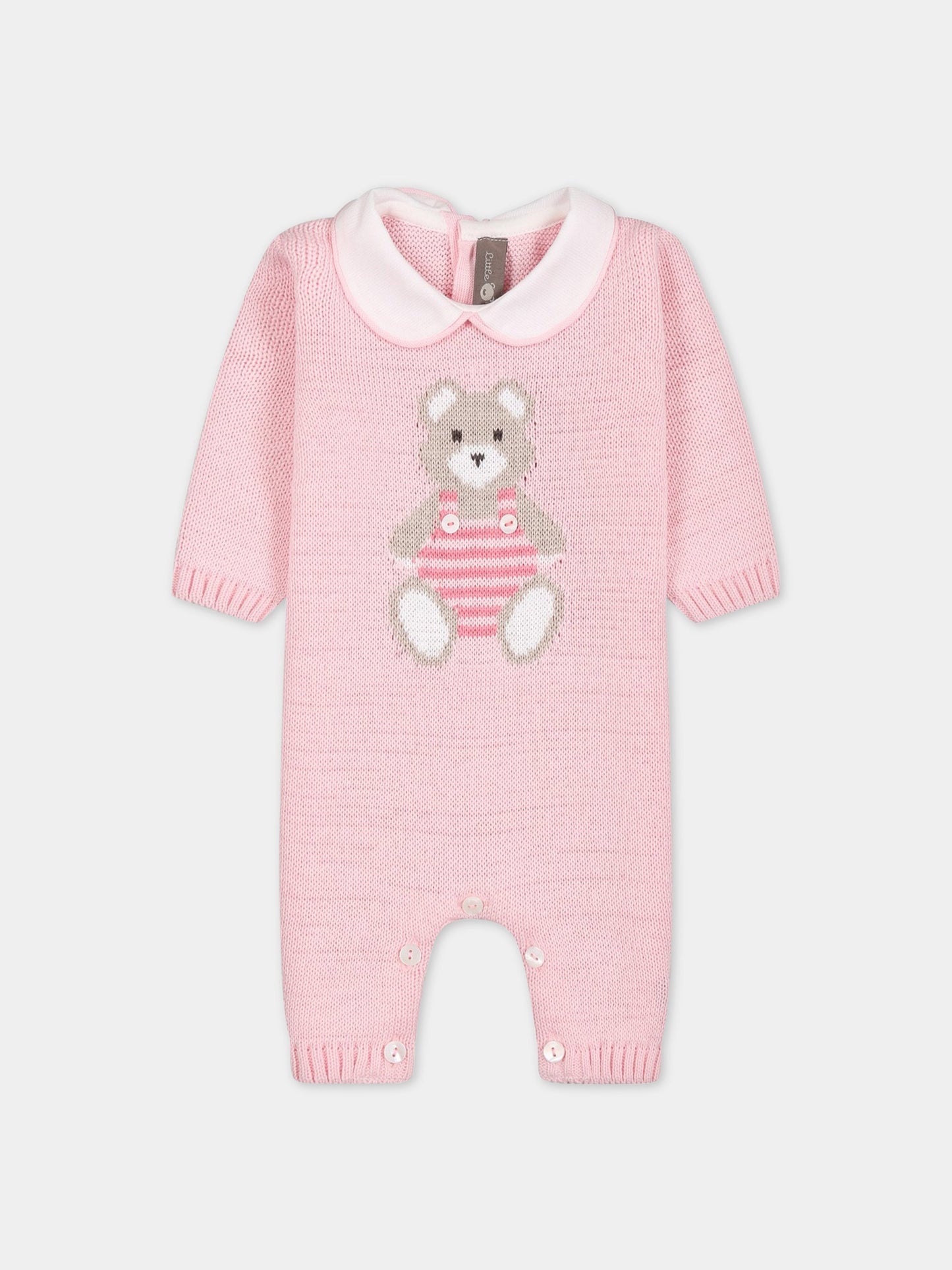 Pagliaccetto rosa per neonata con orso,Little Bear,6125 ROSA