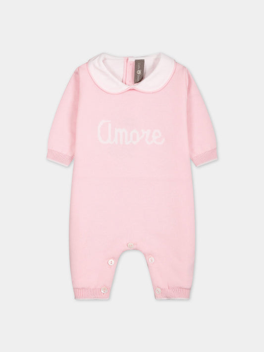Tutina rosa per neonata con scritta  Amore ,Little Bear,6122 ROSA