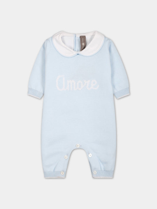 Tutina celeste per neonato con scritta  Amore ,Little Bear,6122 CIELO