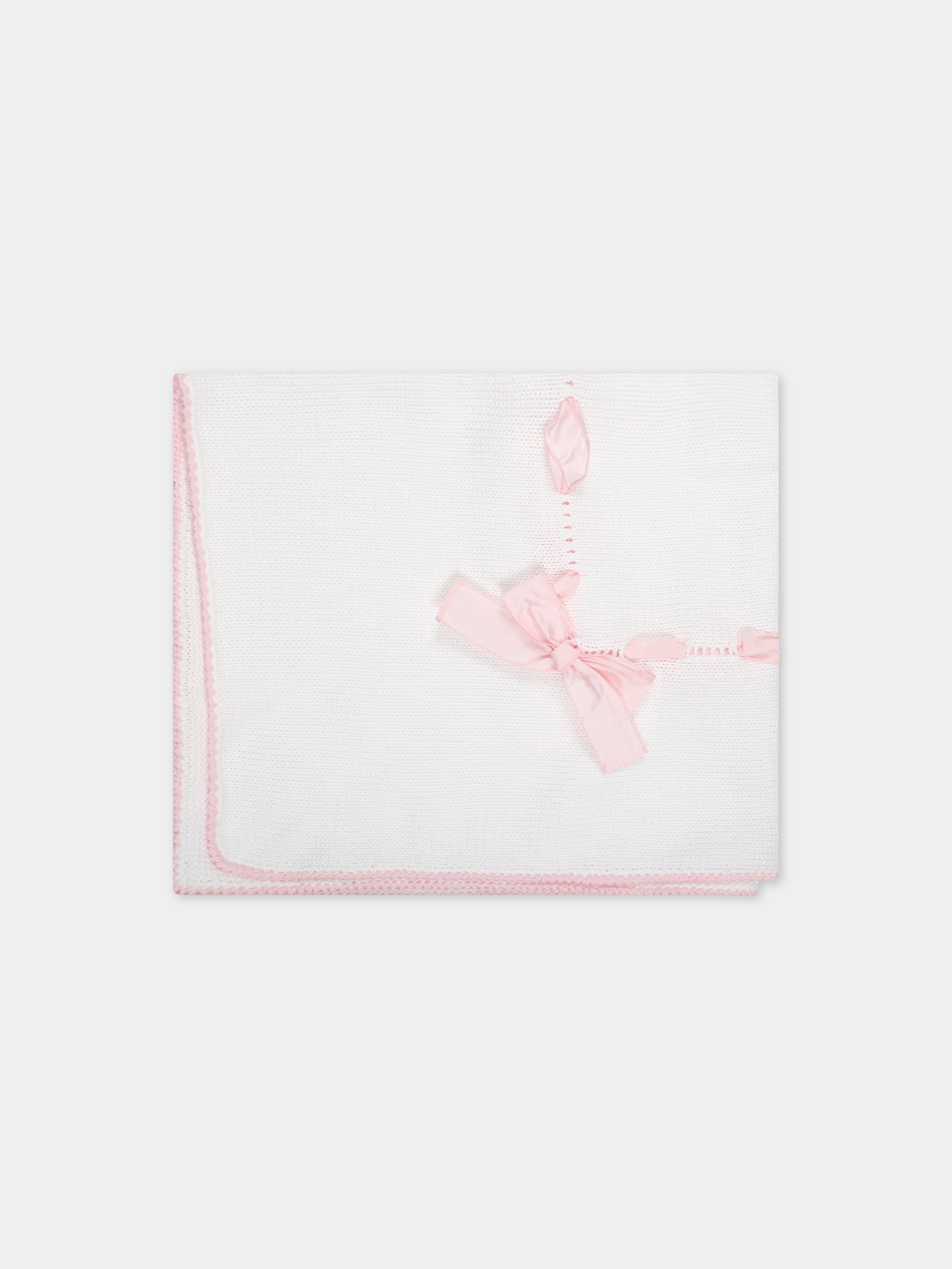 Coperta rosa per neonata con fiocco rosa,Little Bear,6000 BIANCO/ROSA