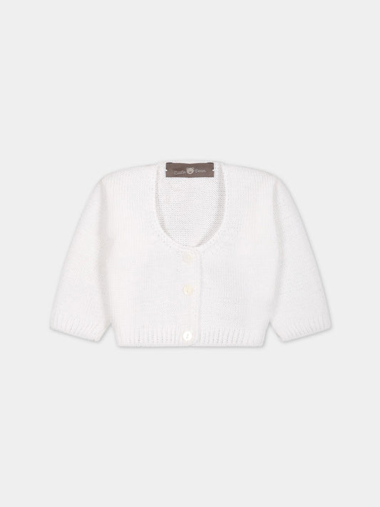 Cardigan bianco per neonata,Little Bear,6003 BIANCO/BIANCO