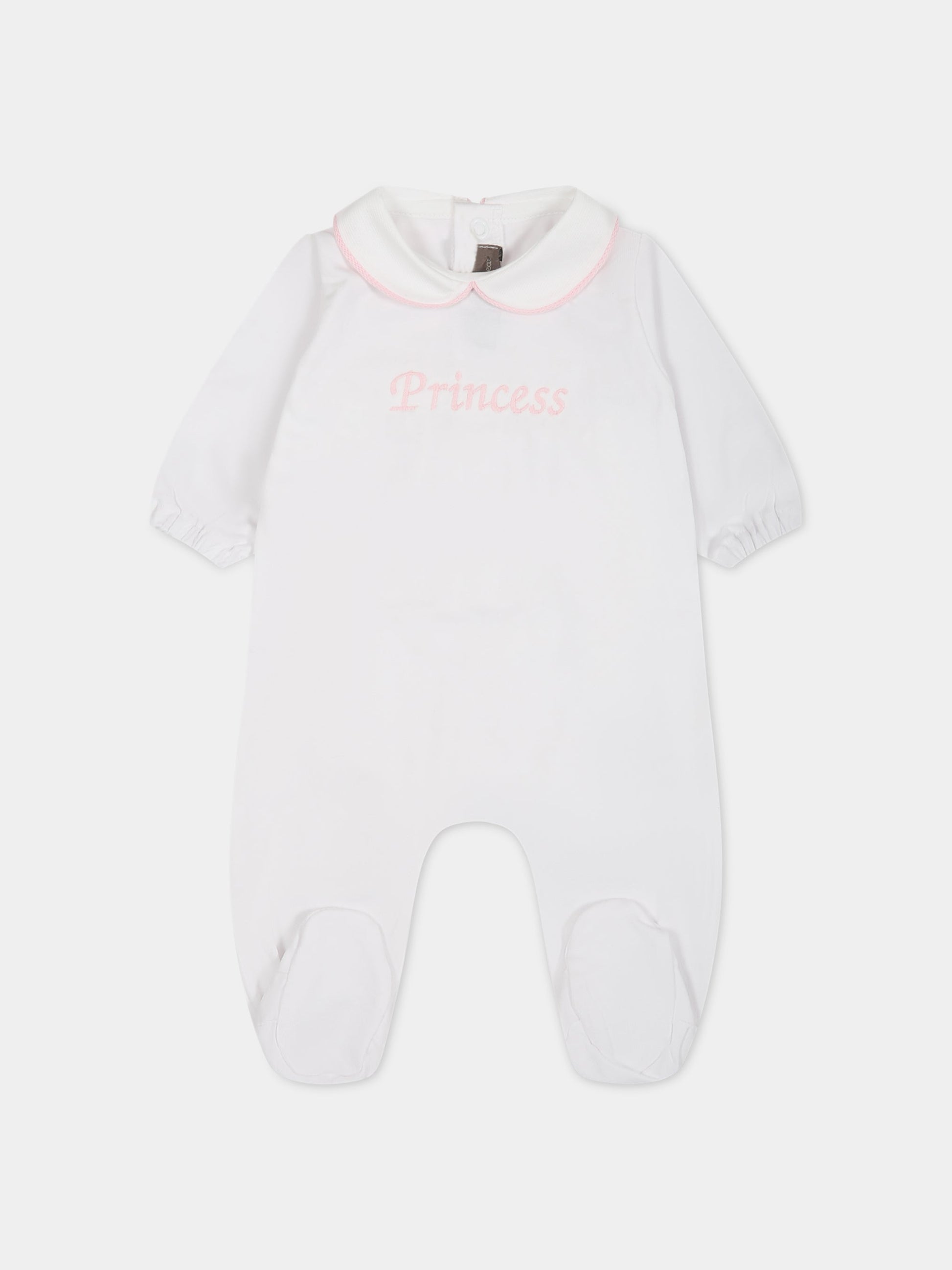 Tutina bianco per neonata con scritta  Princess ,Little Bear,6045 BIANCO/ROSA