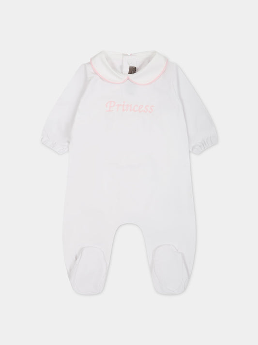 Tutina bianco per neonata con scritta  Princess ,Little Bear,6045 BIANCO/ROSA