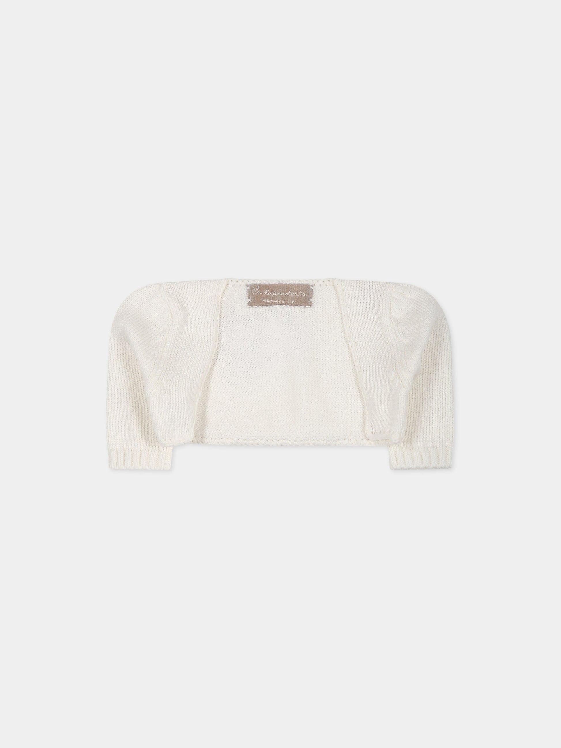 Cardigan bianco per neonata,La Stupenderia,SJSS72102