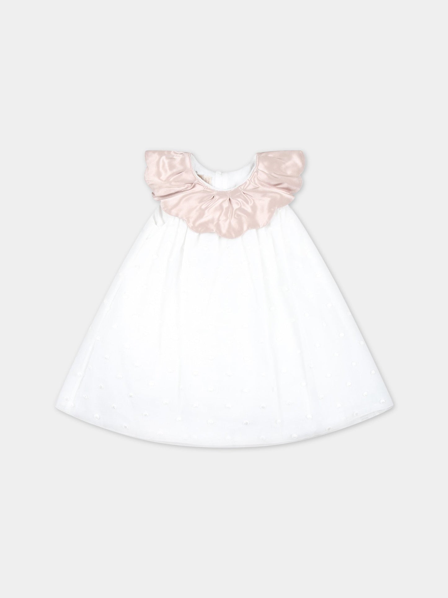 Vestito bianco per neonata con pois,La Stupenderia,CCAB72X47 S06