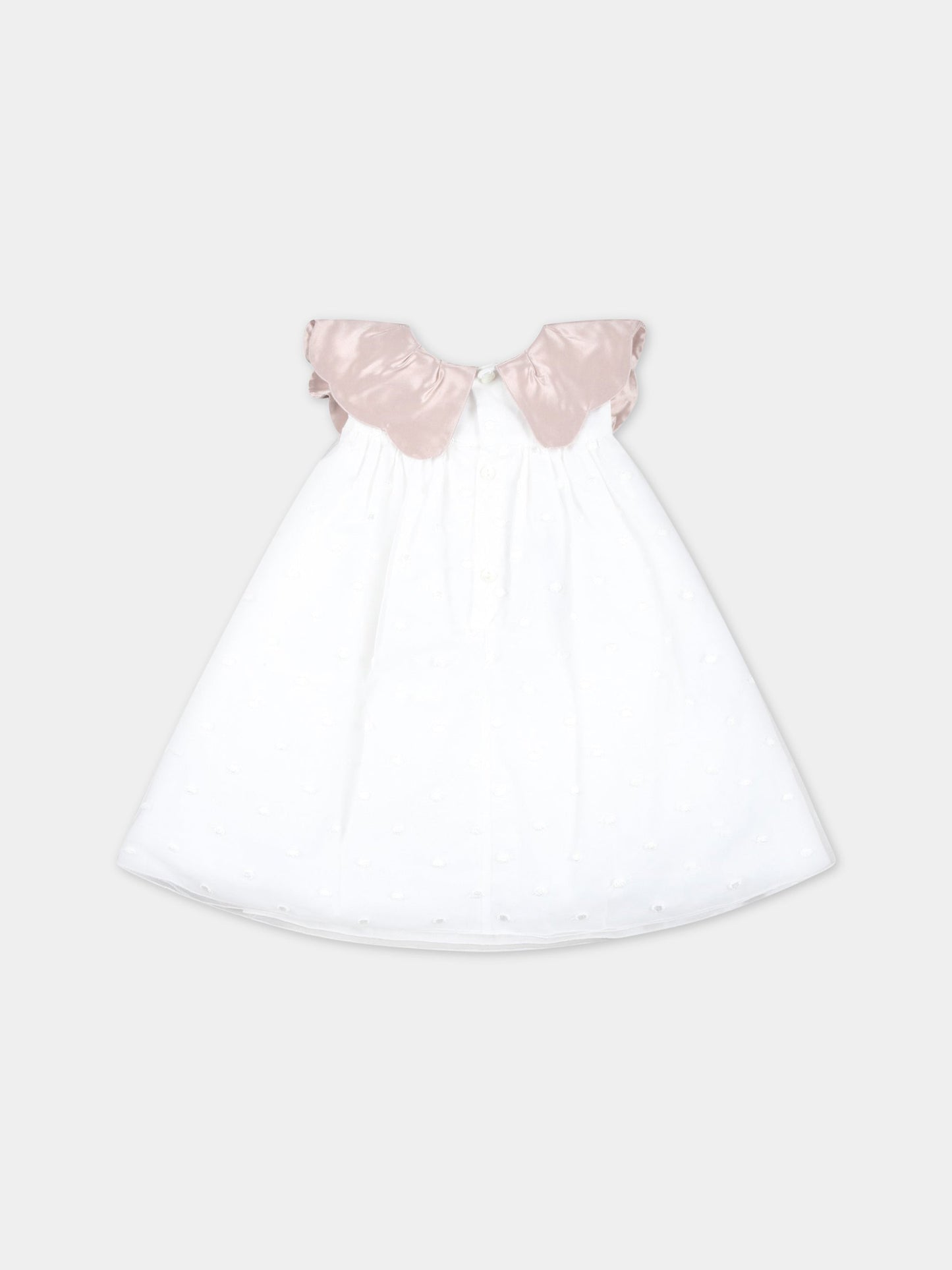 Vestito bianco per neonata con pois,La Stupenderia,CCAB72X47 S06