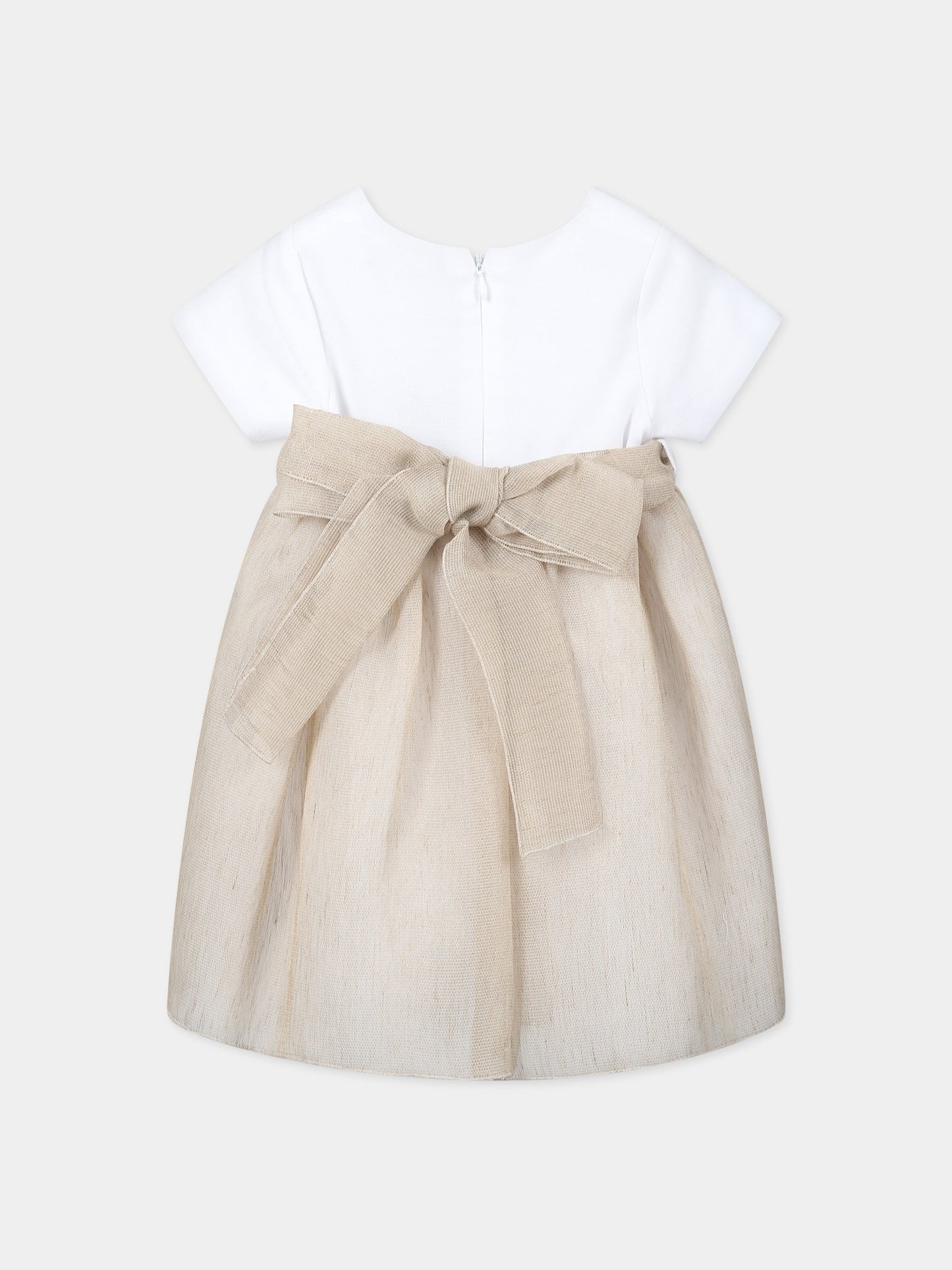 Vestito beige per neonata,Little Bear,6255 BIANCO/CORDA