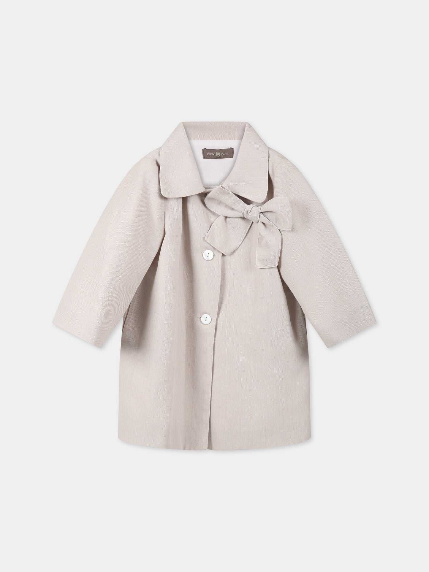Cappotto beige per neonata con fiocco,Little Bear,6247 CORDA