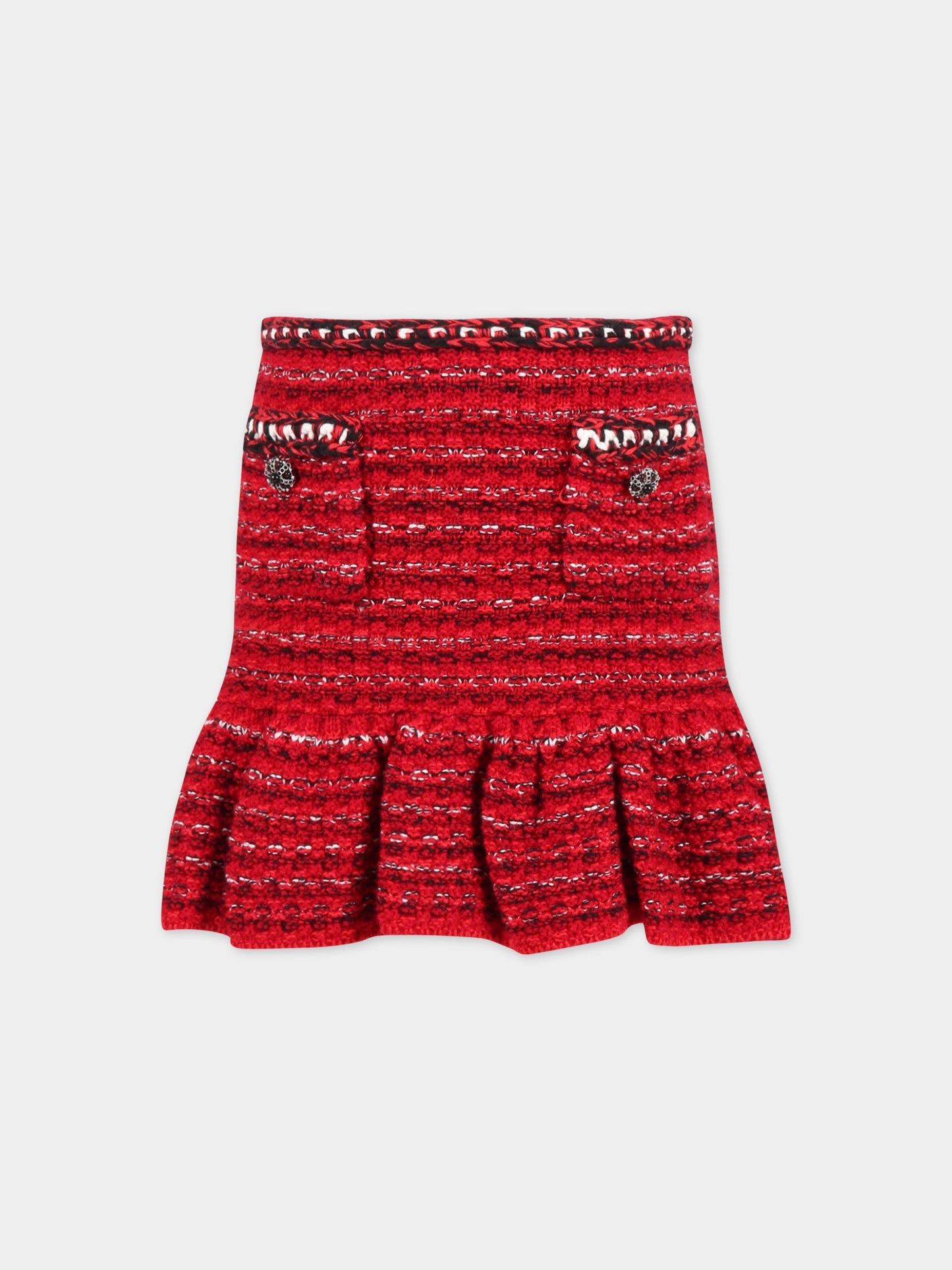 Gonna rossa per bambina con bottoni argentati,Self-portrait,RS23 709SK R 22458560