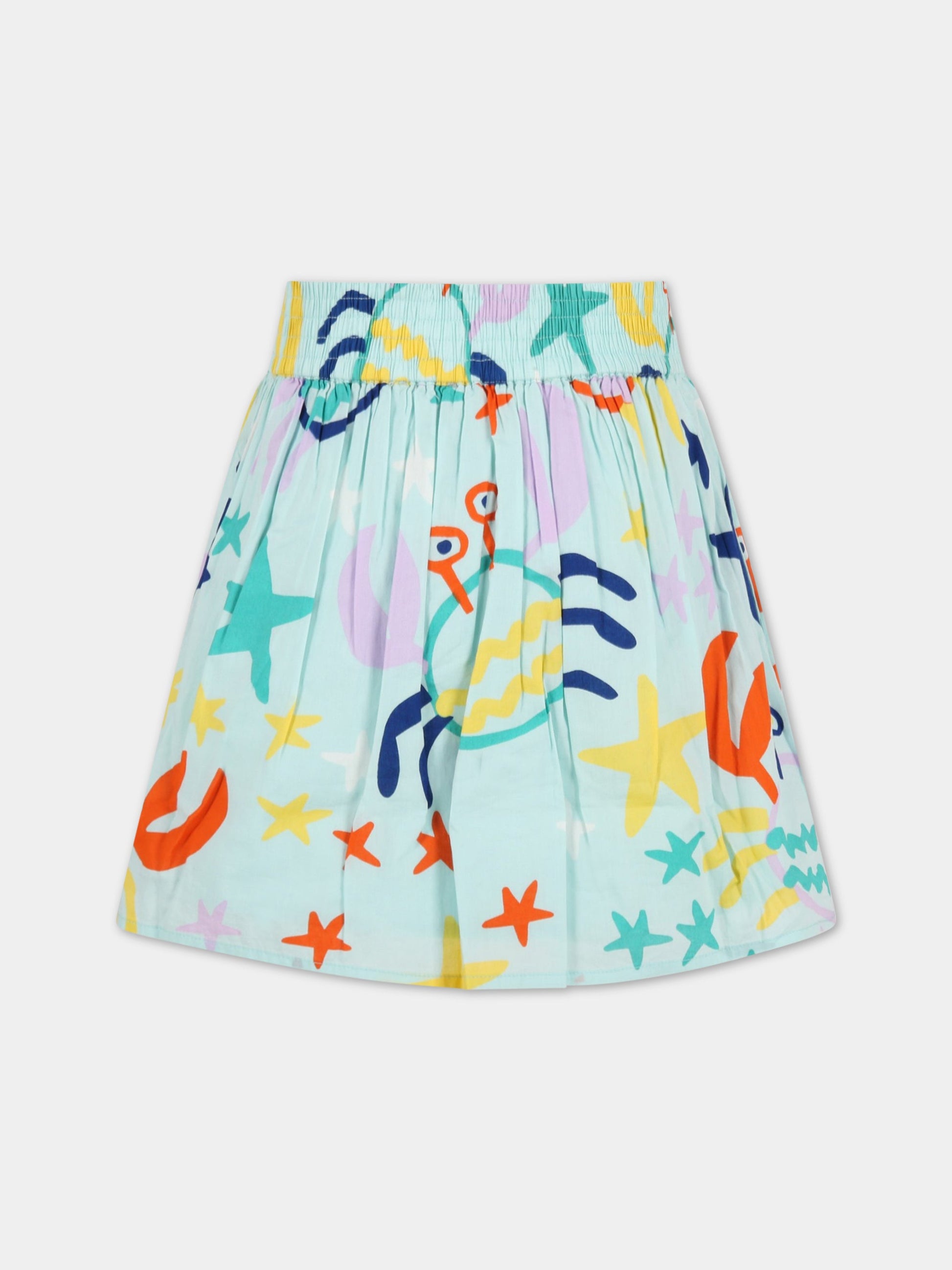 Gonna celeste per bambina con stampe,Stella Mccartney Kids,8Q7AC0 Z0142 607MC