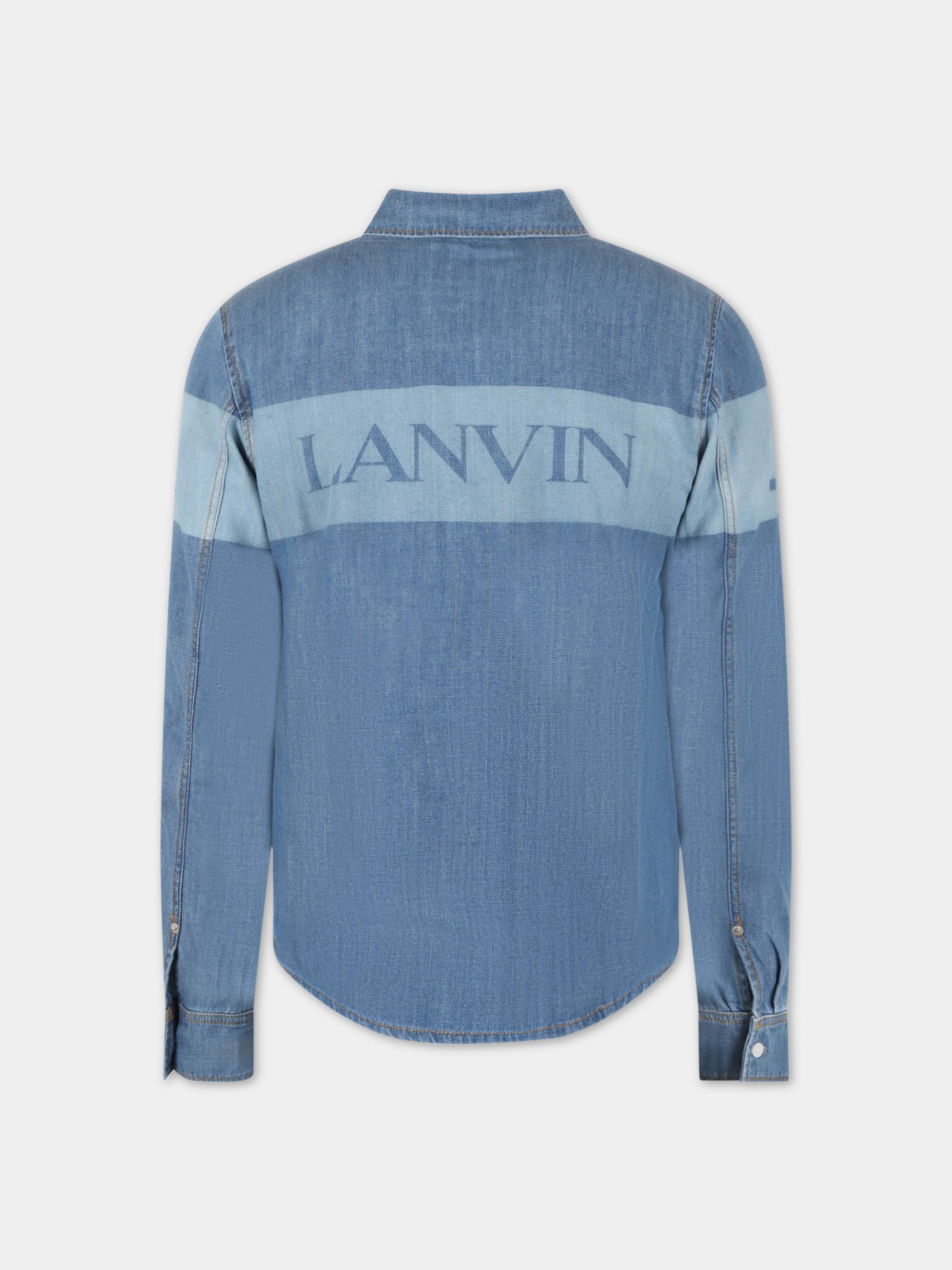 Camicia celeste per bambino con logo,Lanvin Petite,N25118 Z10