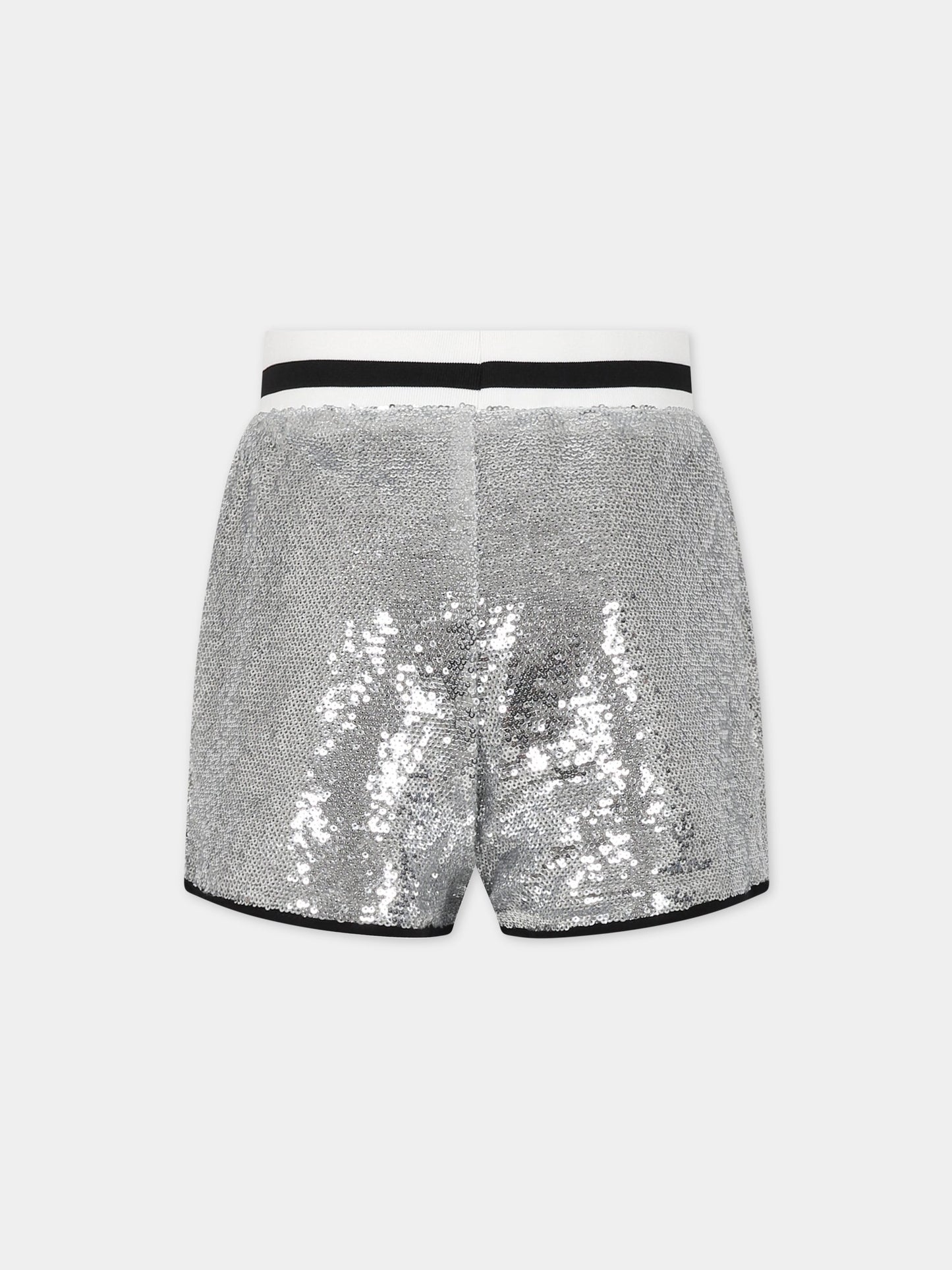 Short elegante argento con paillettes per bambina,Zadig & Voltaire Kids,X14165 016