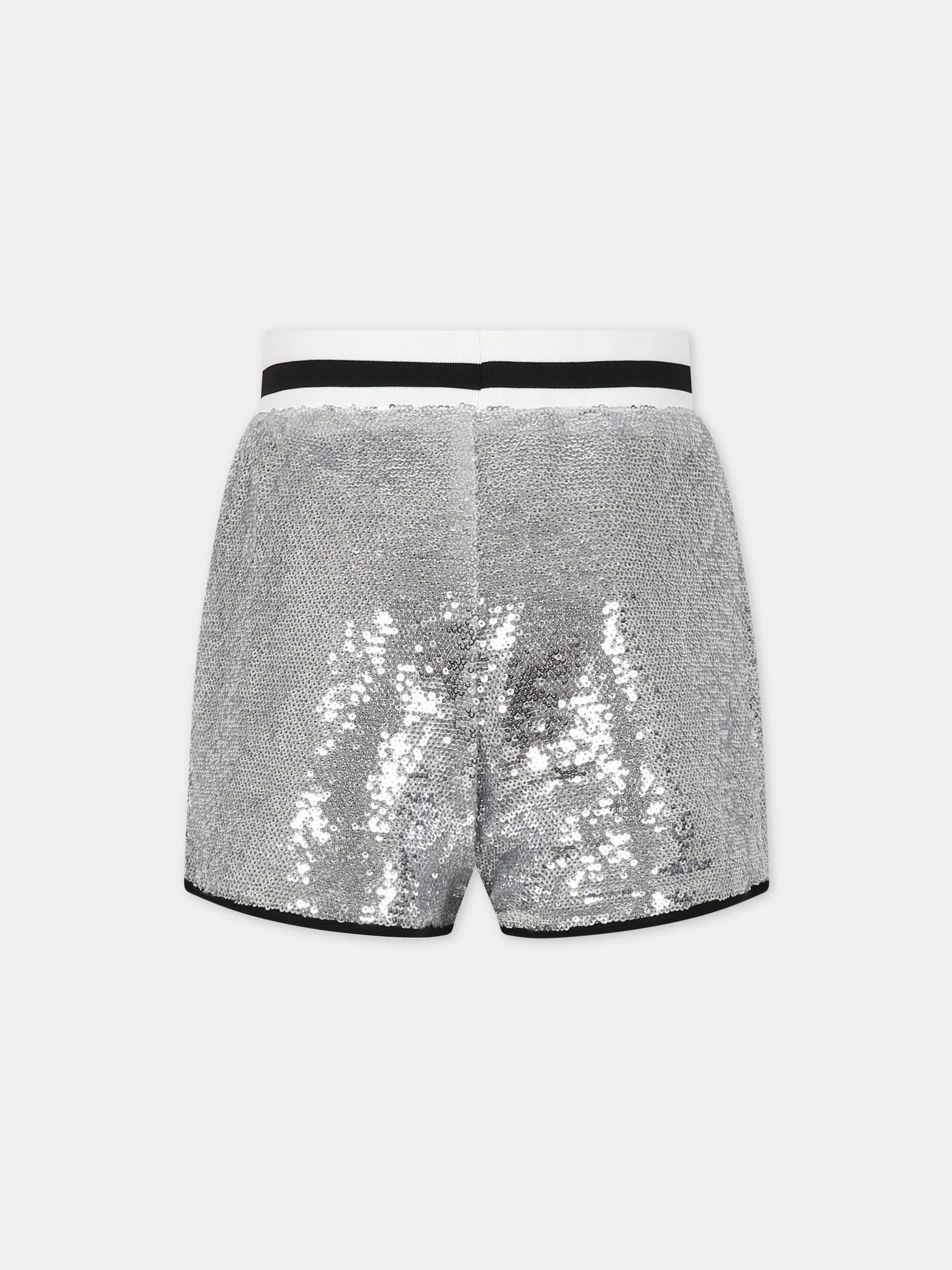 Short elegante argento con paillettes per bambina,Zadig & Voltaire Kids,X14165 016