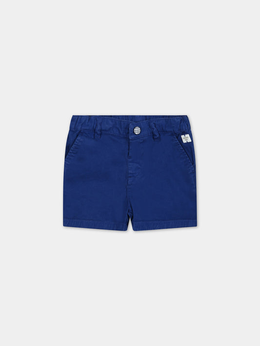 Shorts blu per neonato con patch logato,Carrement Beau,Y04154 830