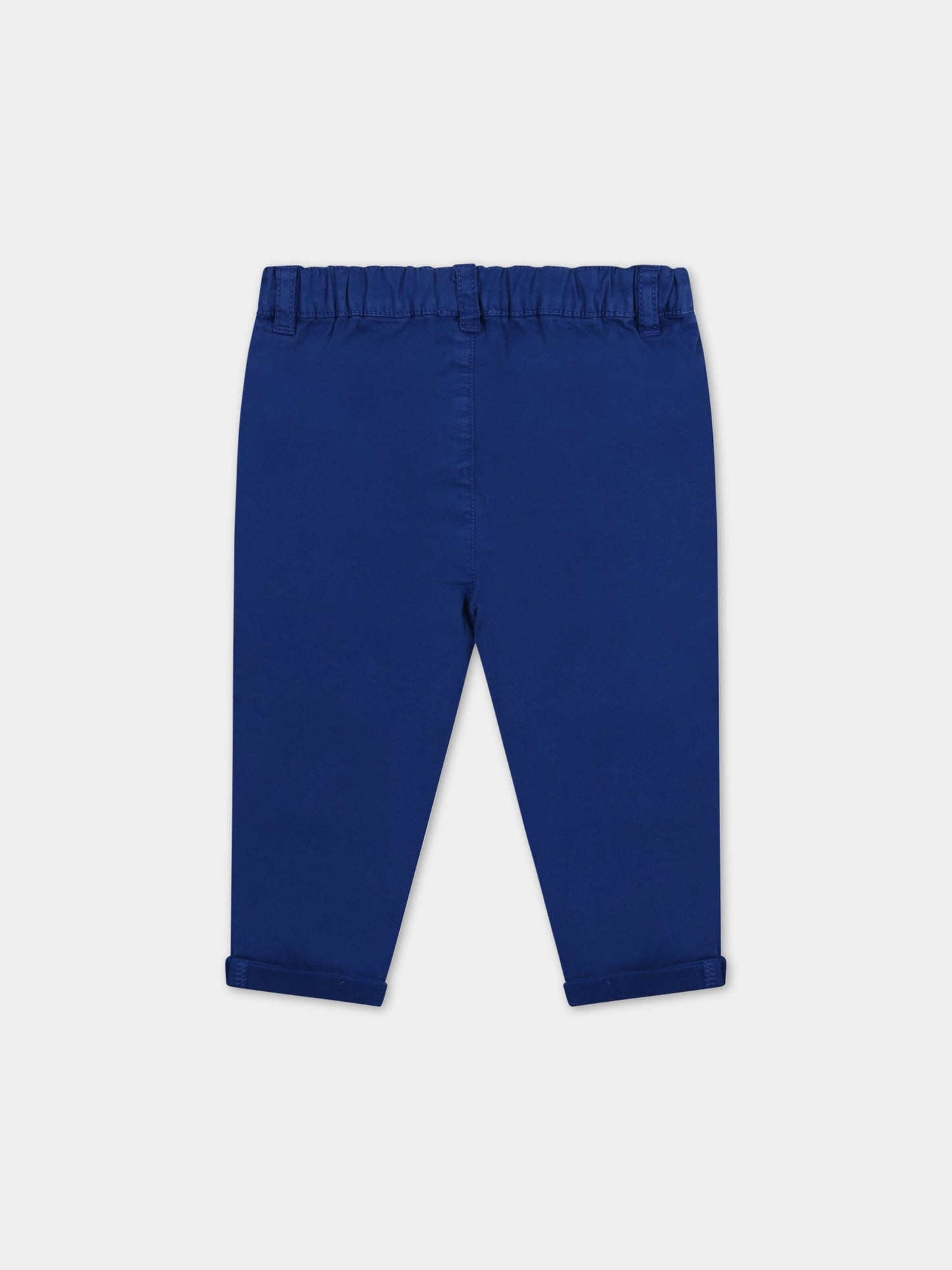 Pantaloni blu per neonato con patch logato,Carrement Beau,Y04134 830