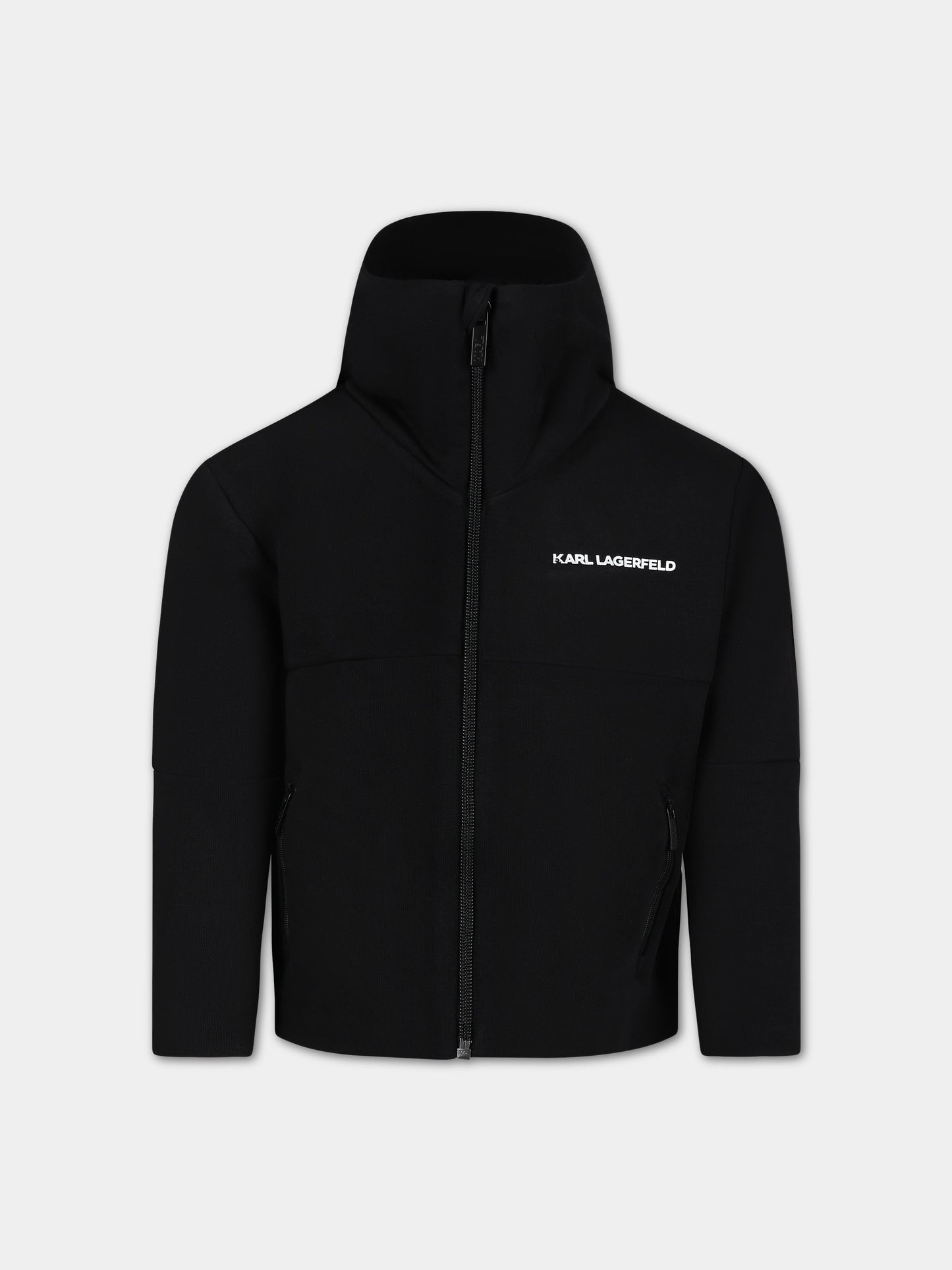 Felpa nera per bambino con stampa logo,Karl Lagerfeld Kids,Z25409 09B