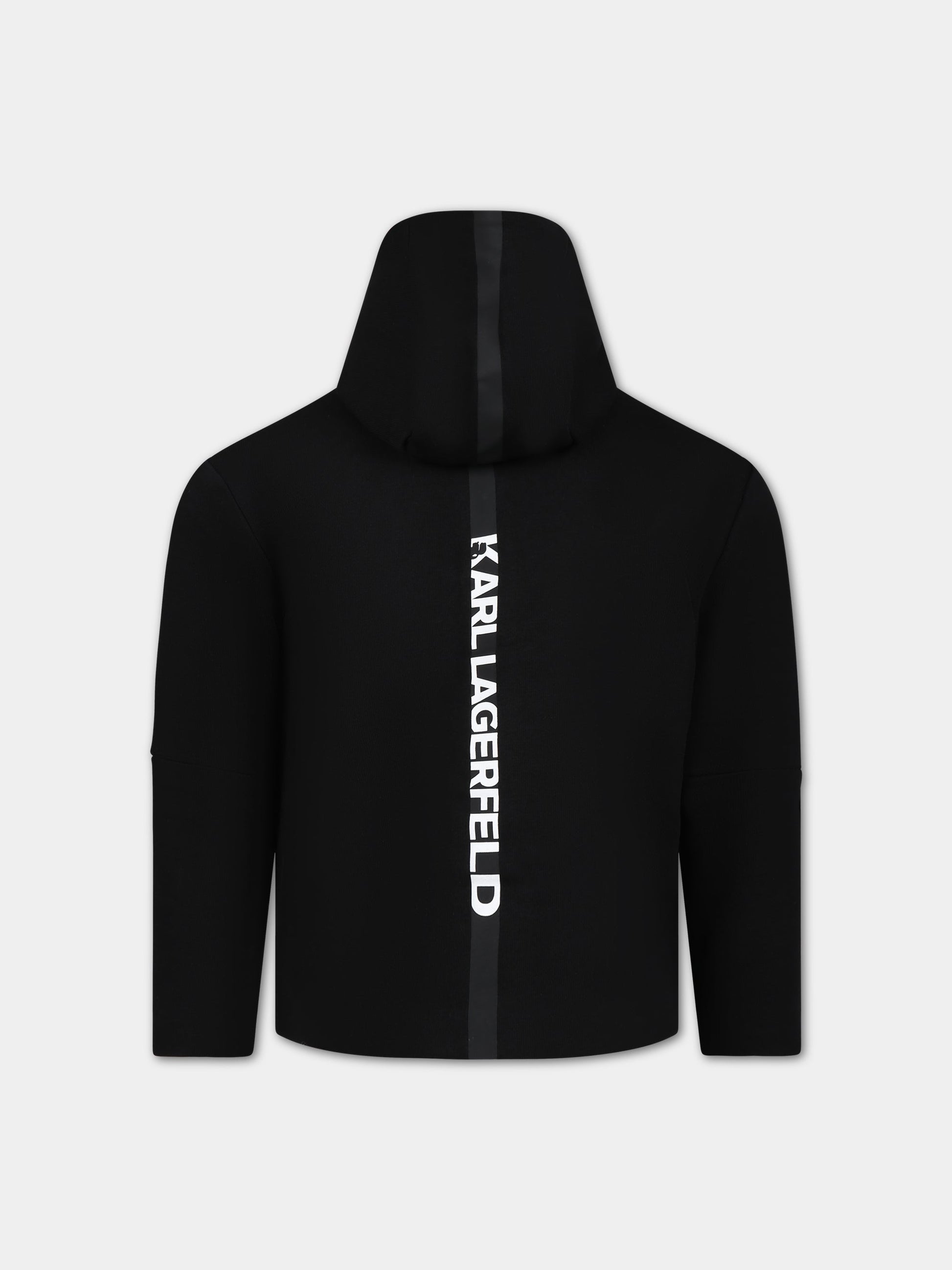 Felpa nera per bambino con stampa logo,Karl Lagerfeld Kids,Z25409 09B