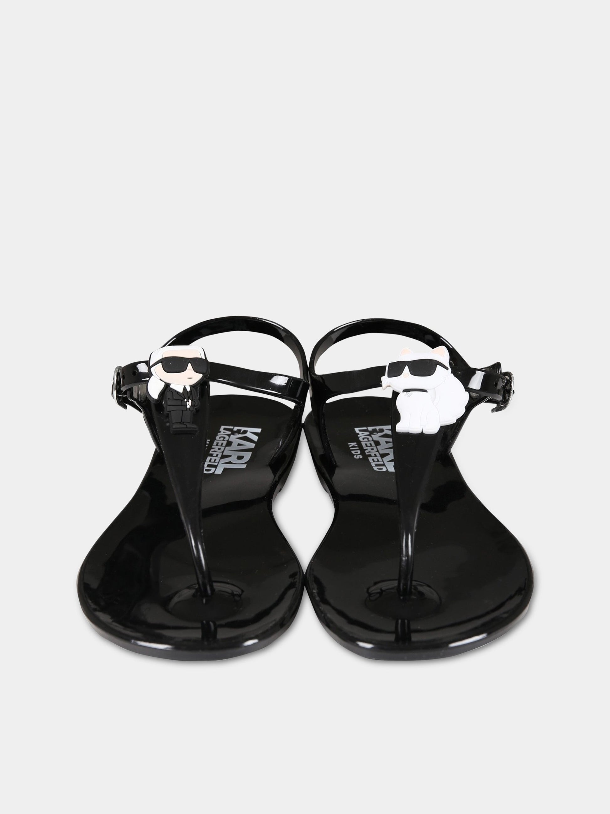 Sandalo nero per bambina con patch e logo,Karl Lagerfeld Kids,Z19098 09B
