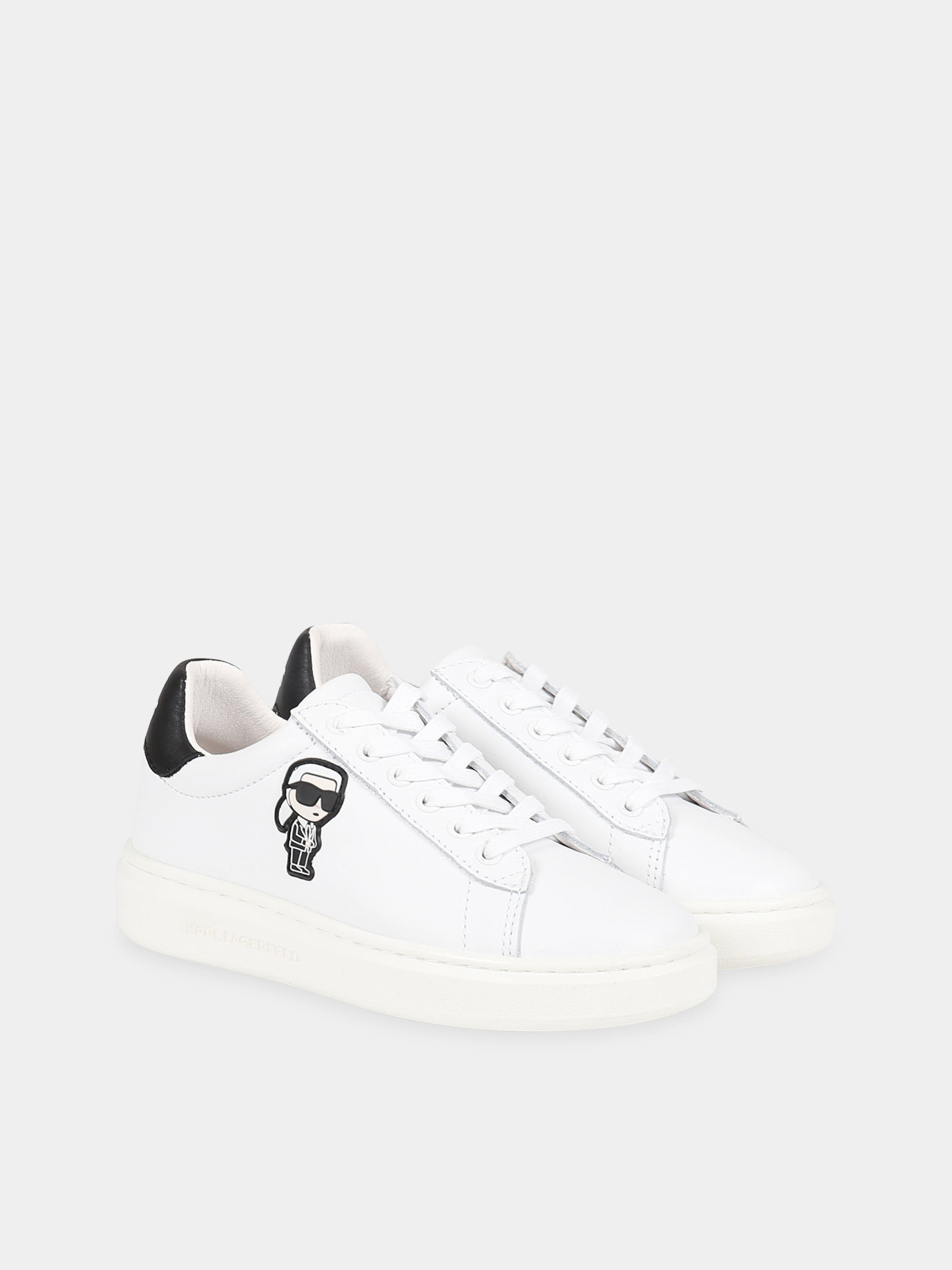 Sneakers bianco per bambini con patch Karl Lagerfeld e logo,Karl Lagerfeld Kids,Z29059 10B