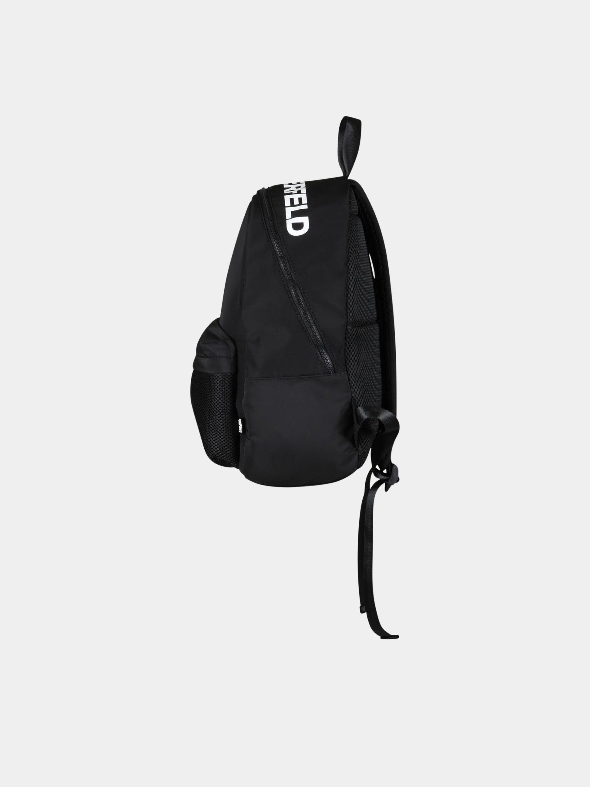 Zaino nero per bambina con logo bianco e patch,Karl Lagerfeld Kids,Z20093 09B