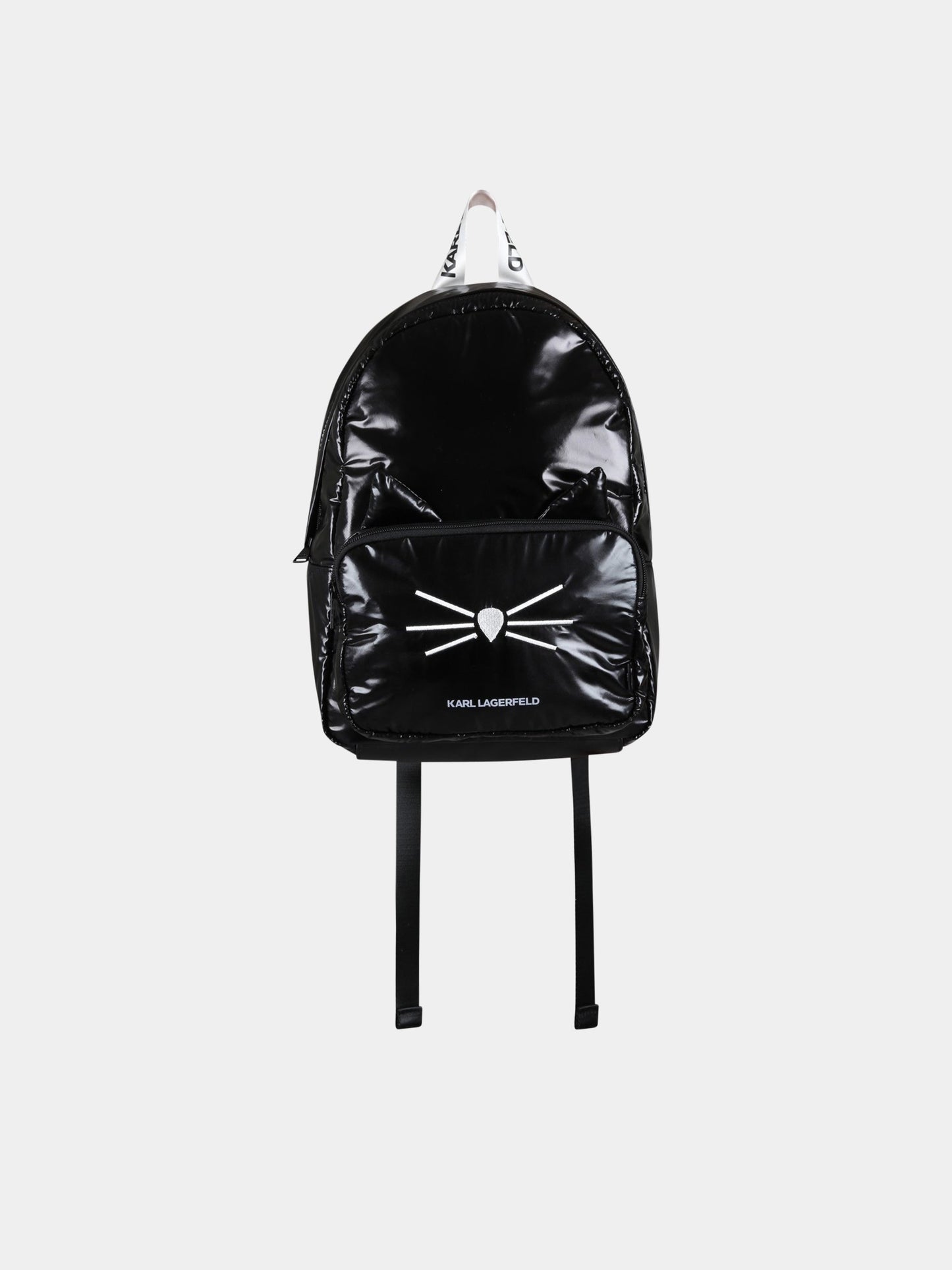 Zaino nero per bambina con logo bianco,Karl Lagerfeld Kids,Z10152 09B