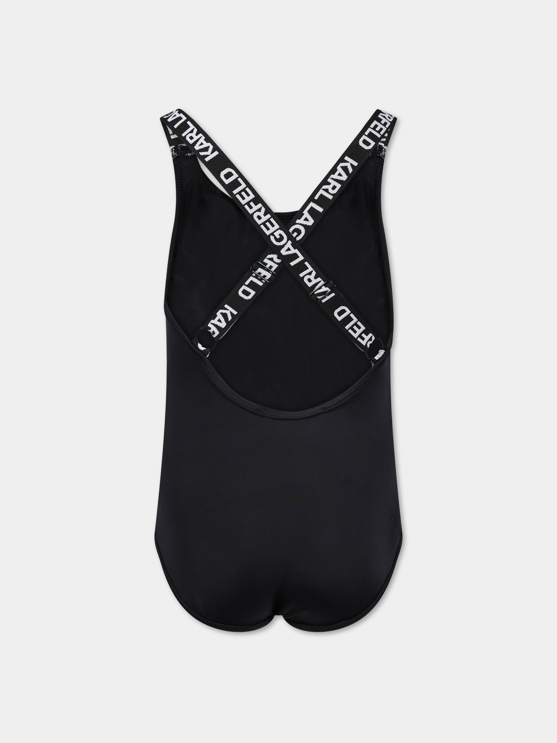 Costume nero per bambina con logo,Karl Lagerfeld Kids,Z10161 09B