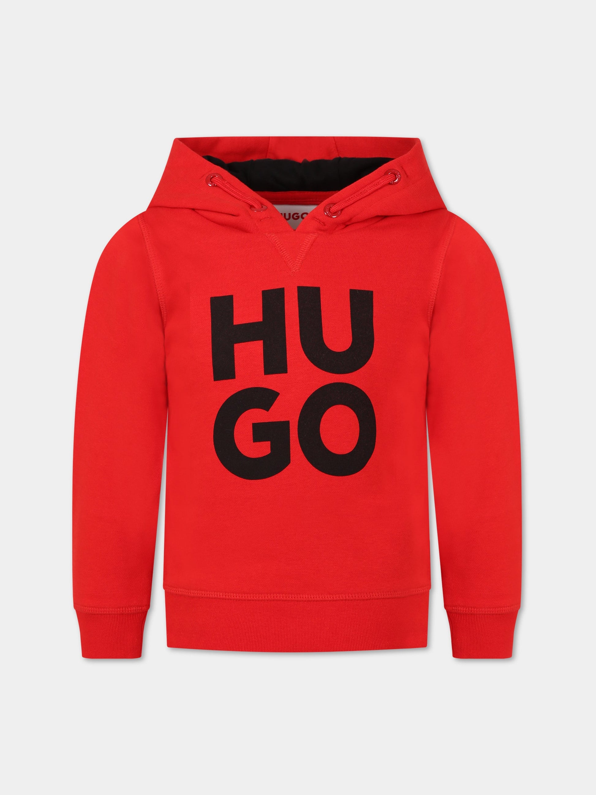 Felpa rossa per bambino con logo,Hugo,G25116 990