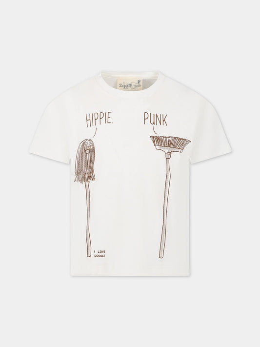 T-shirt bianco per bambino con stampa,Le Petit Coco,LMTS034 JE138 0005
