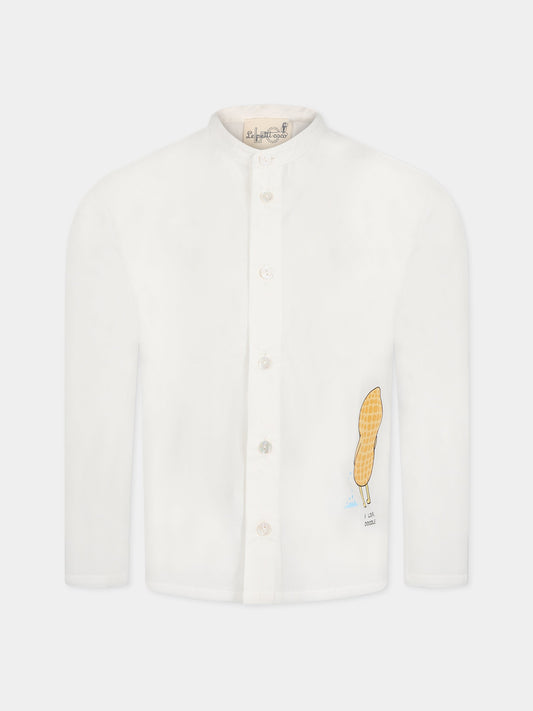 Camicia bianca per bambino con stampa e scritta  I love doodle ,Le Petit Coco,LMCA021C CA267 0025