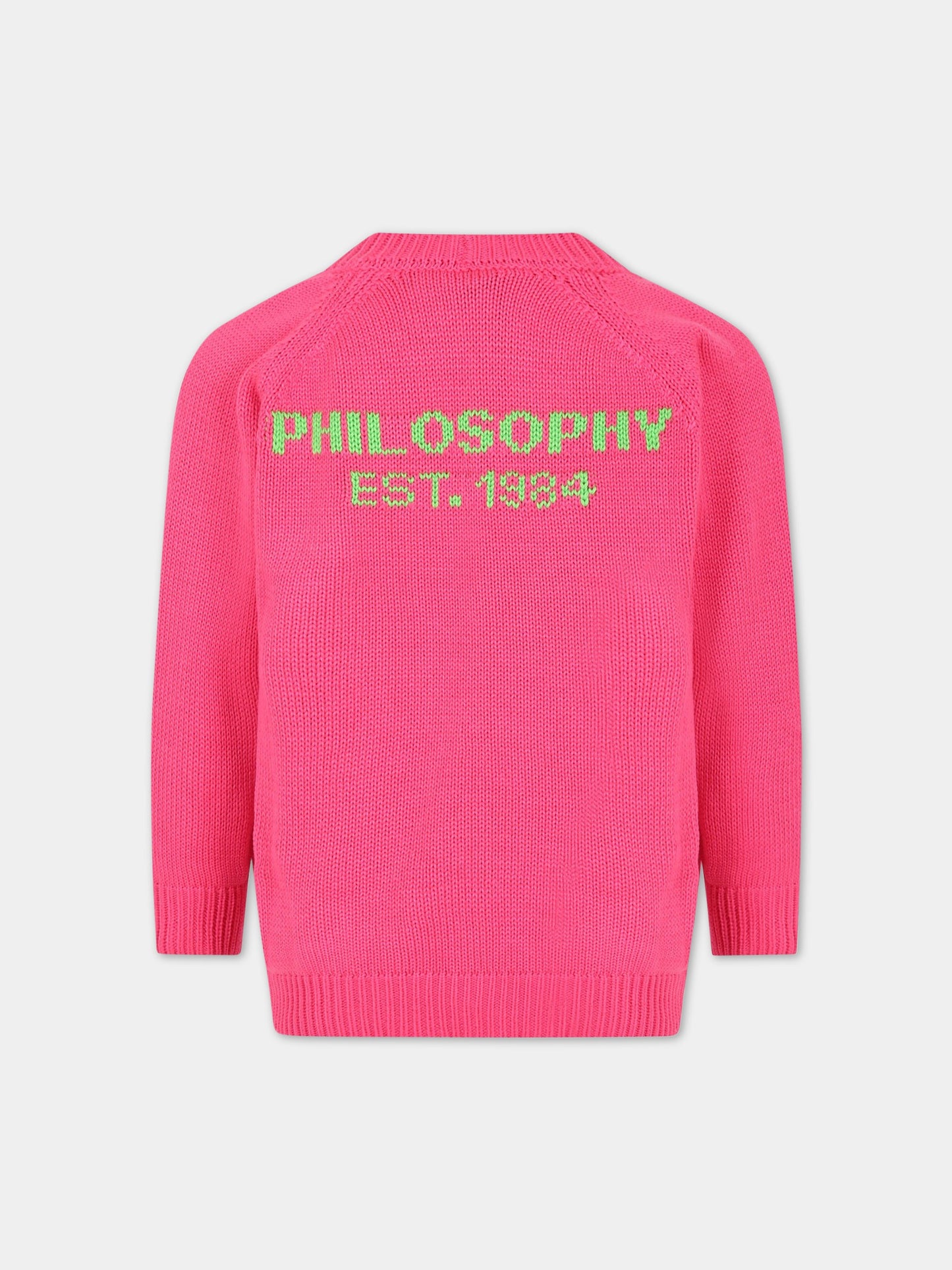 Cardigan fucsia per bambina con patch,Philosophy,PJMA81C FL209 C026