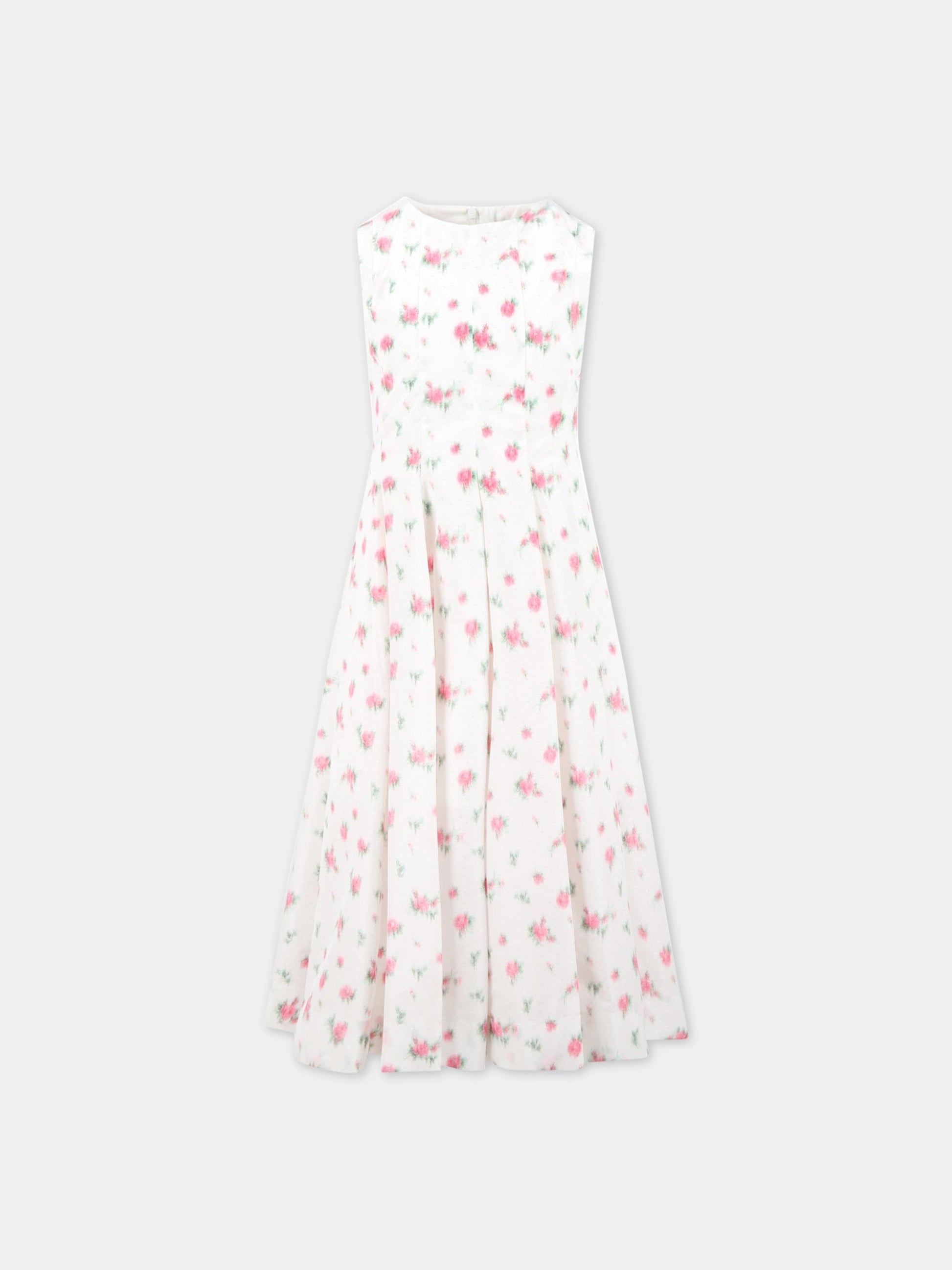 Vestito bianco per bambina con stampa floreale,Philosophy,PJAB242 TF37 0010