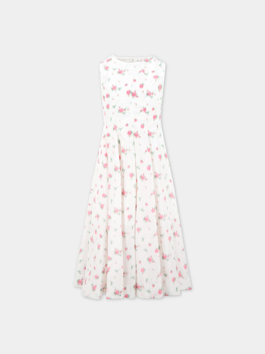 Vestito bianco per bambina con stampa floreale,Philosophy,PJAB242 TF37 0010